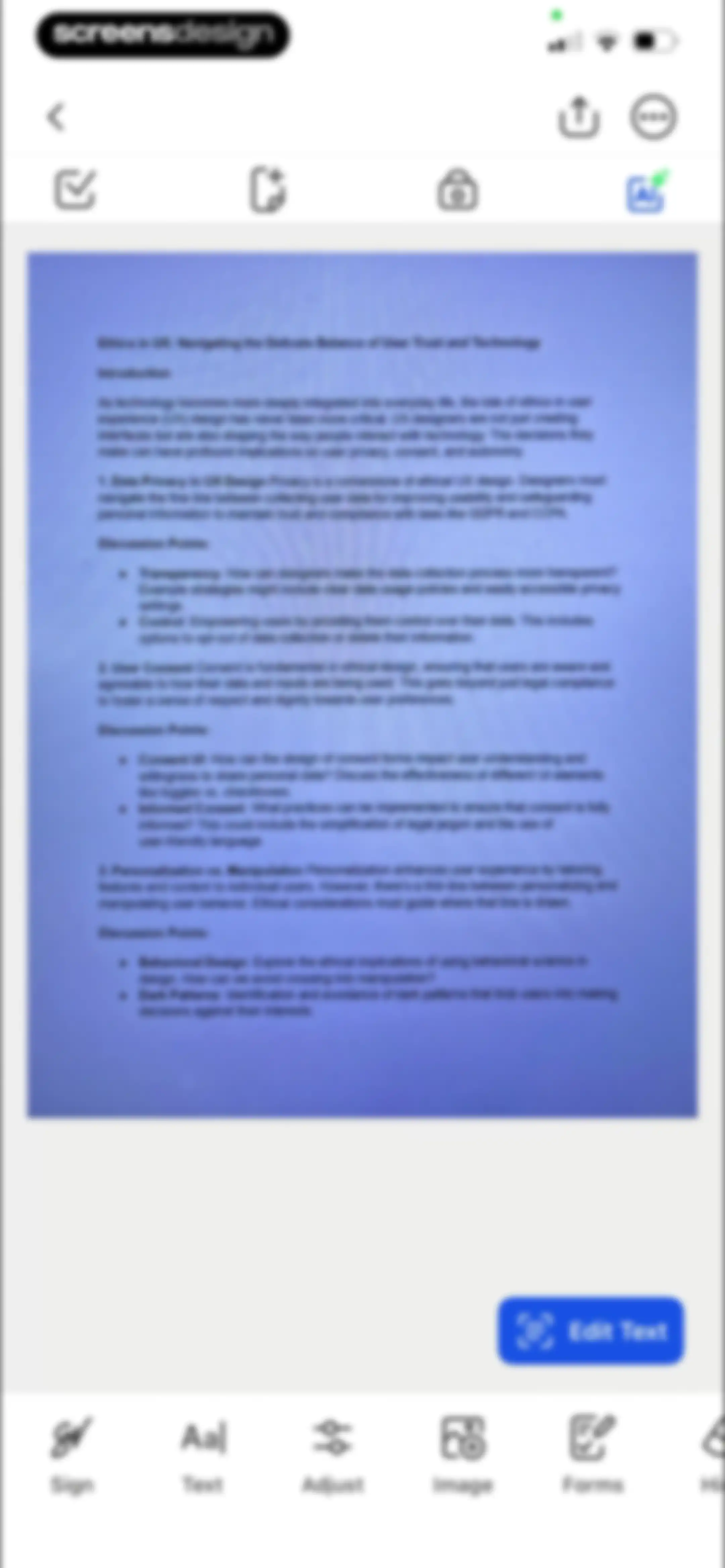 Forma: PDF Document Editor screen 117