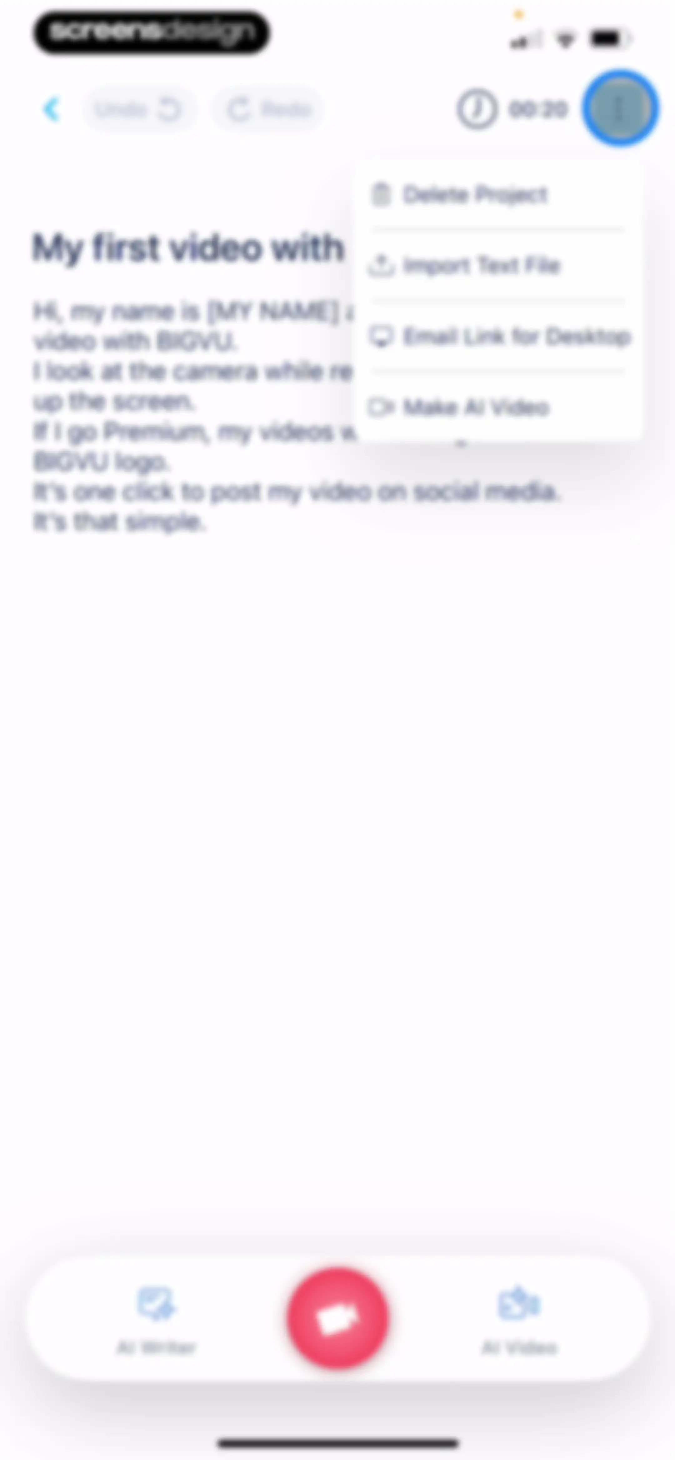 BIGVU Teleprompter Captions AI screen 96