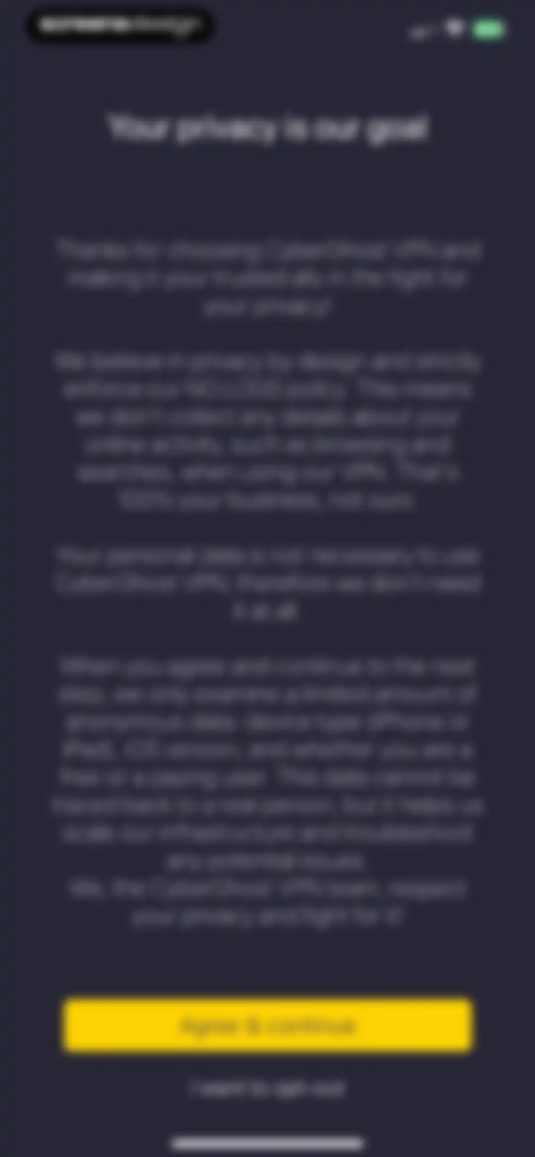 CyberGhost: Safe & Private VPN screen 2