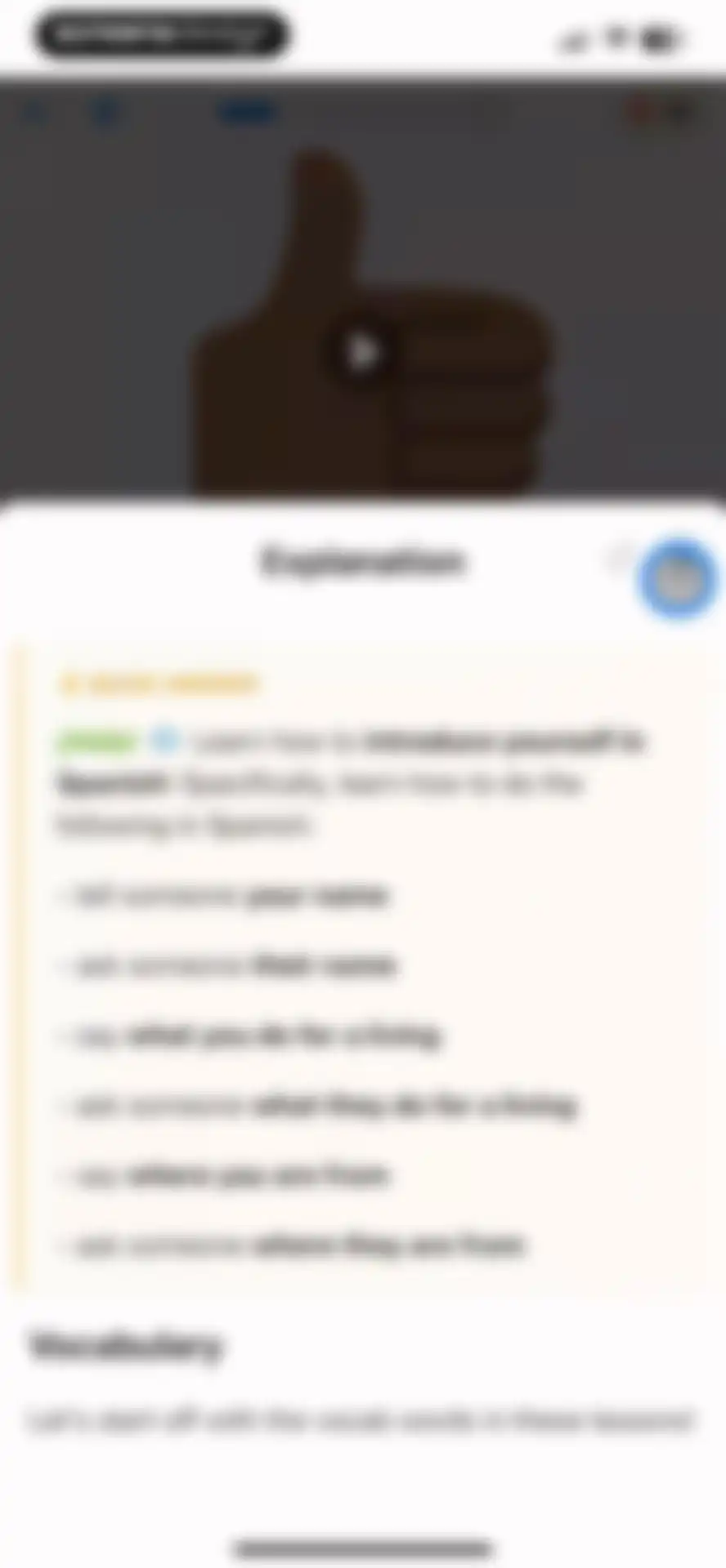 SpanishDictionary.com Learning screen 29