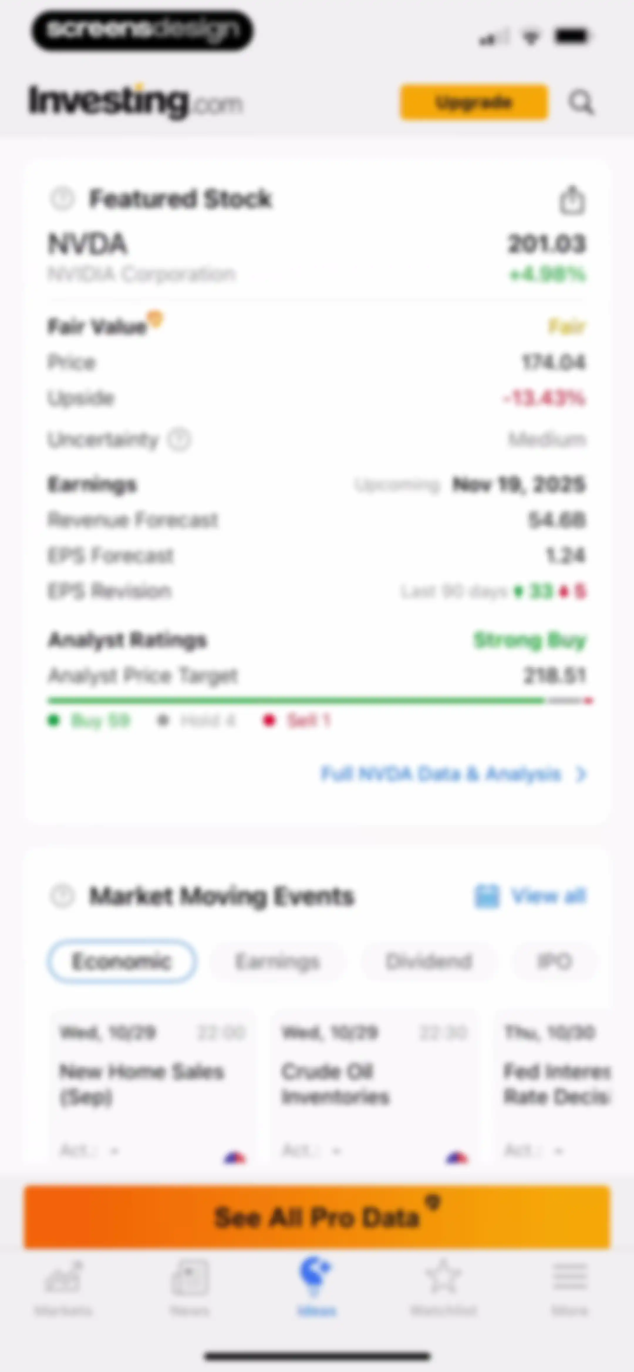 Investing.com: Stock Market screen 100