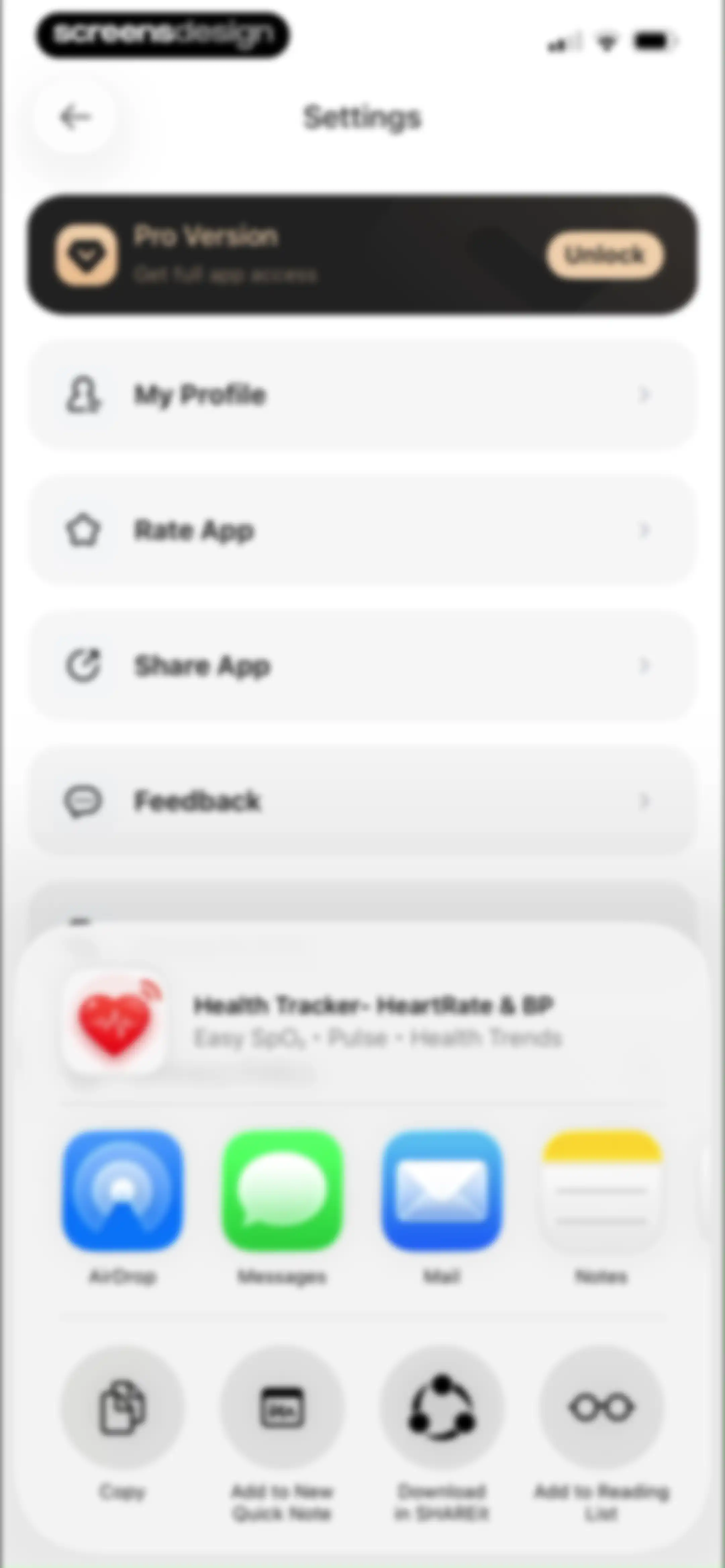 Health Tracker- HeartRate & BP screen 77