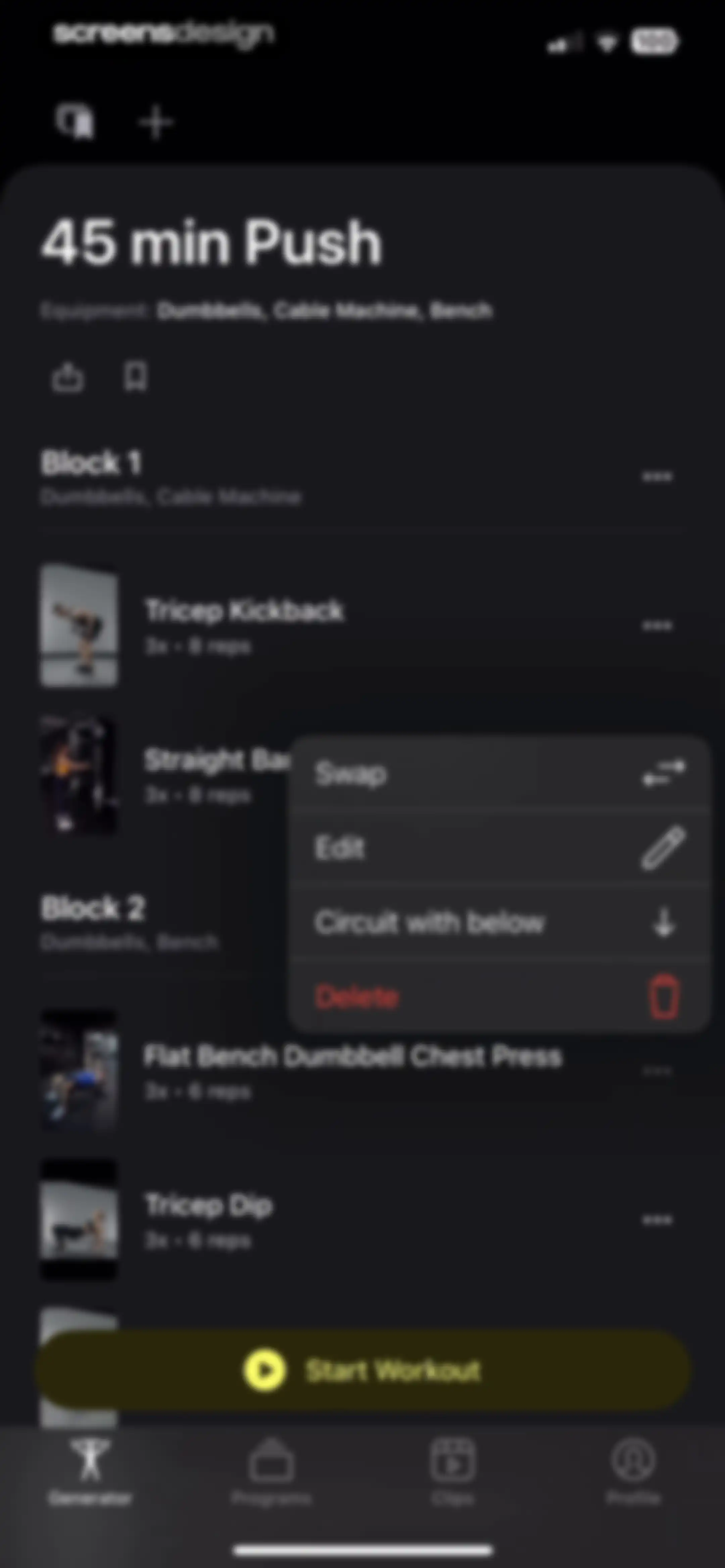 Peloton Strength+ screen 107