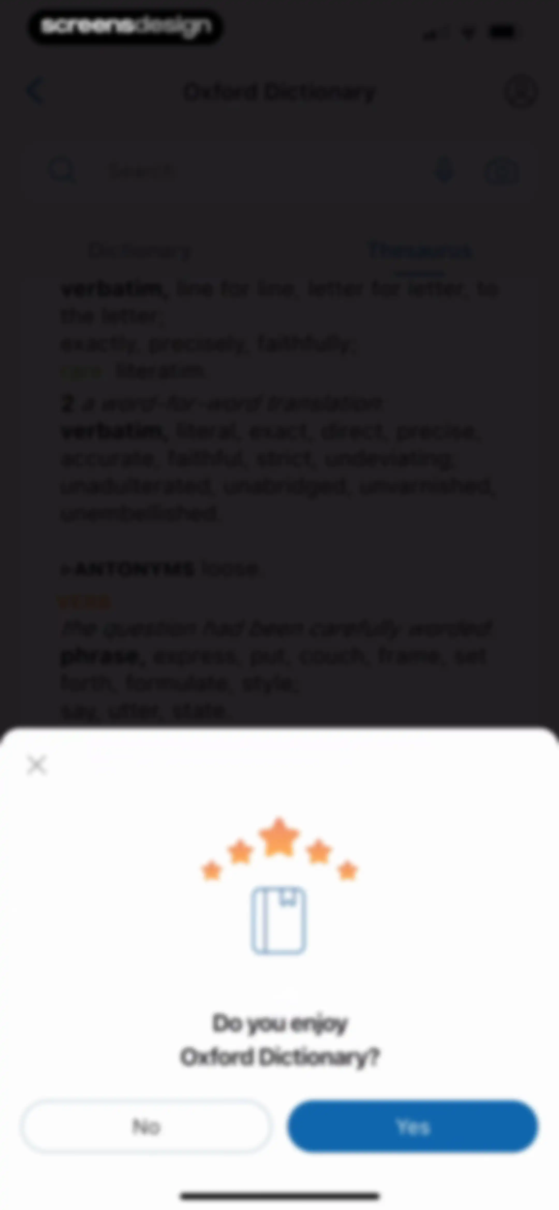 Oxford Dictionary & Thesaurus screen 38