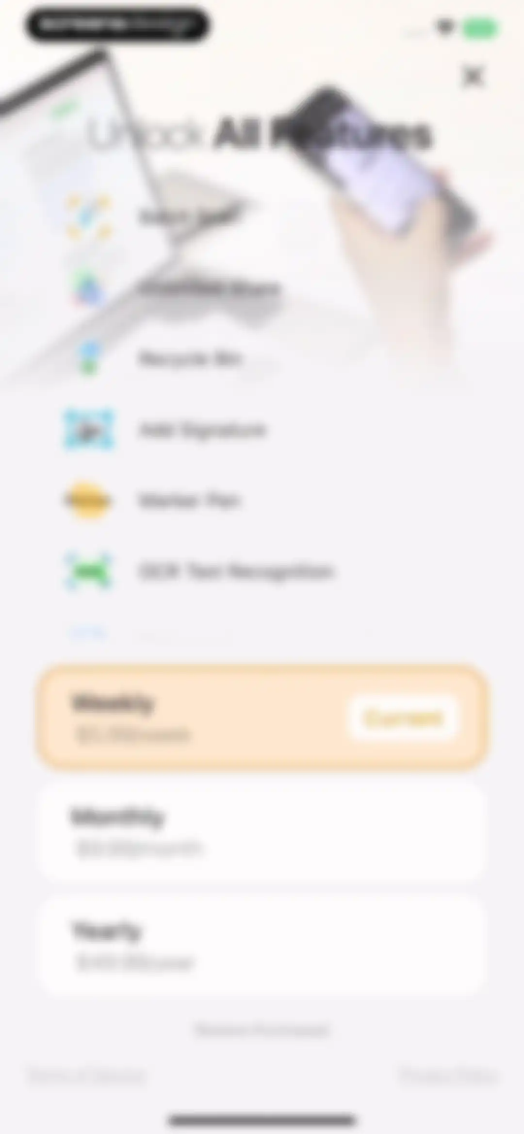 SCAN ACE · PDF Scanner App screen 62