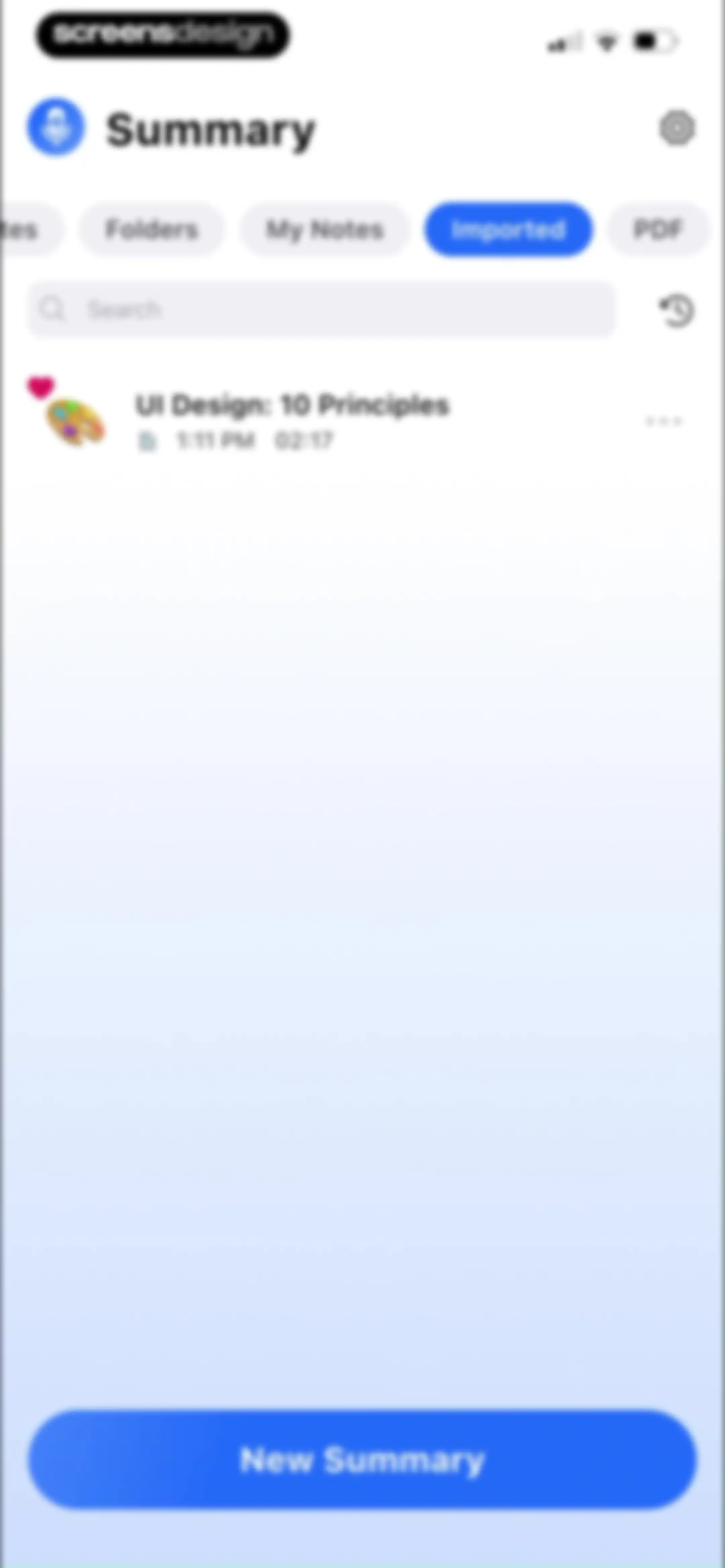 Summary - AI Note Taker screen 101
