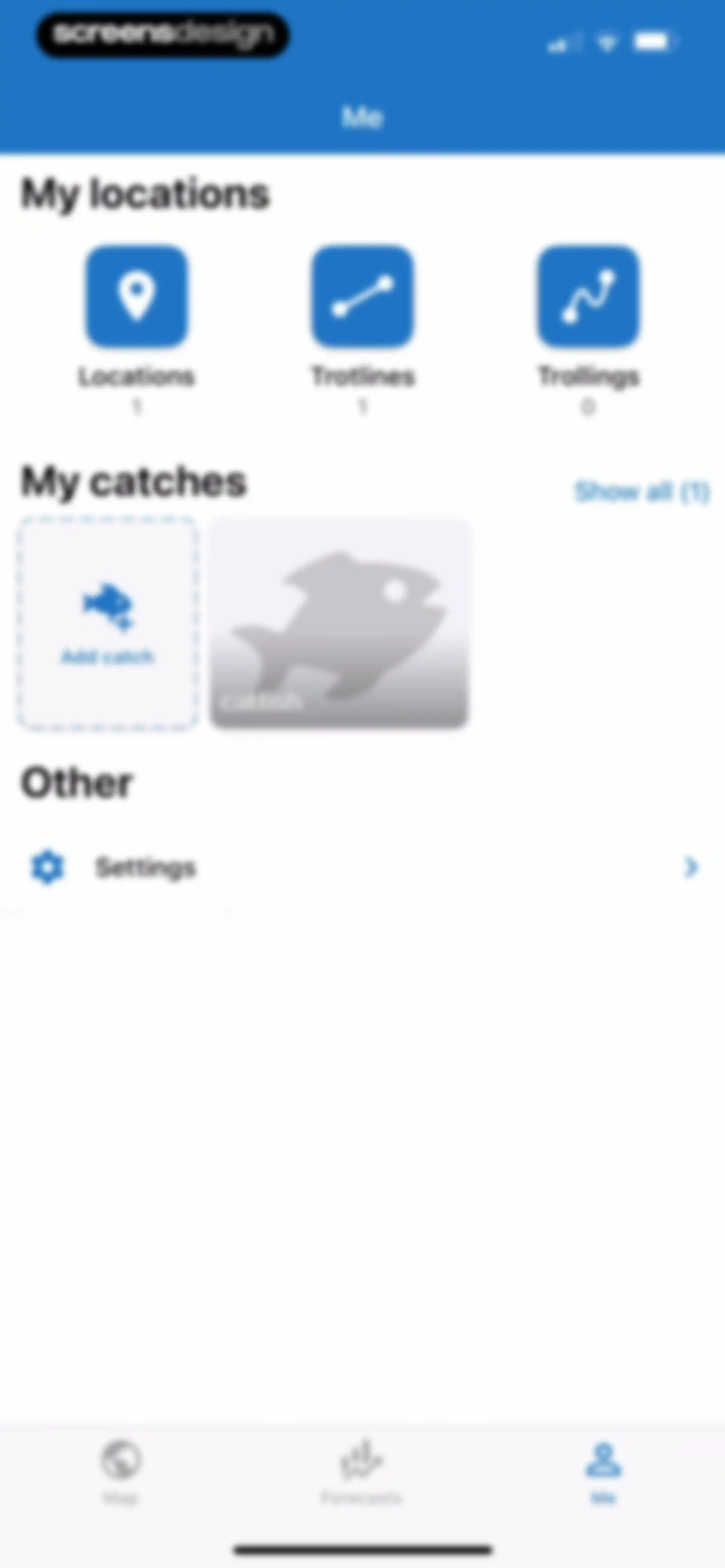 Fishing Points: Map & Forecast screen 105