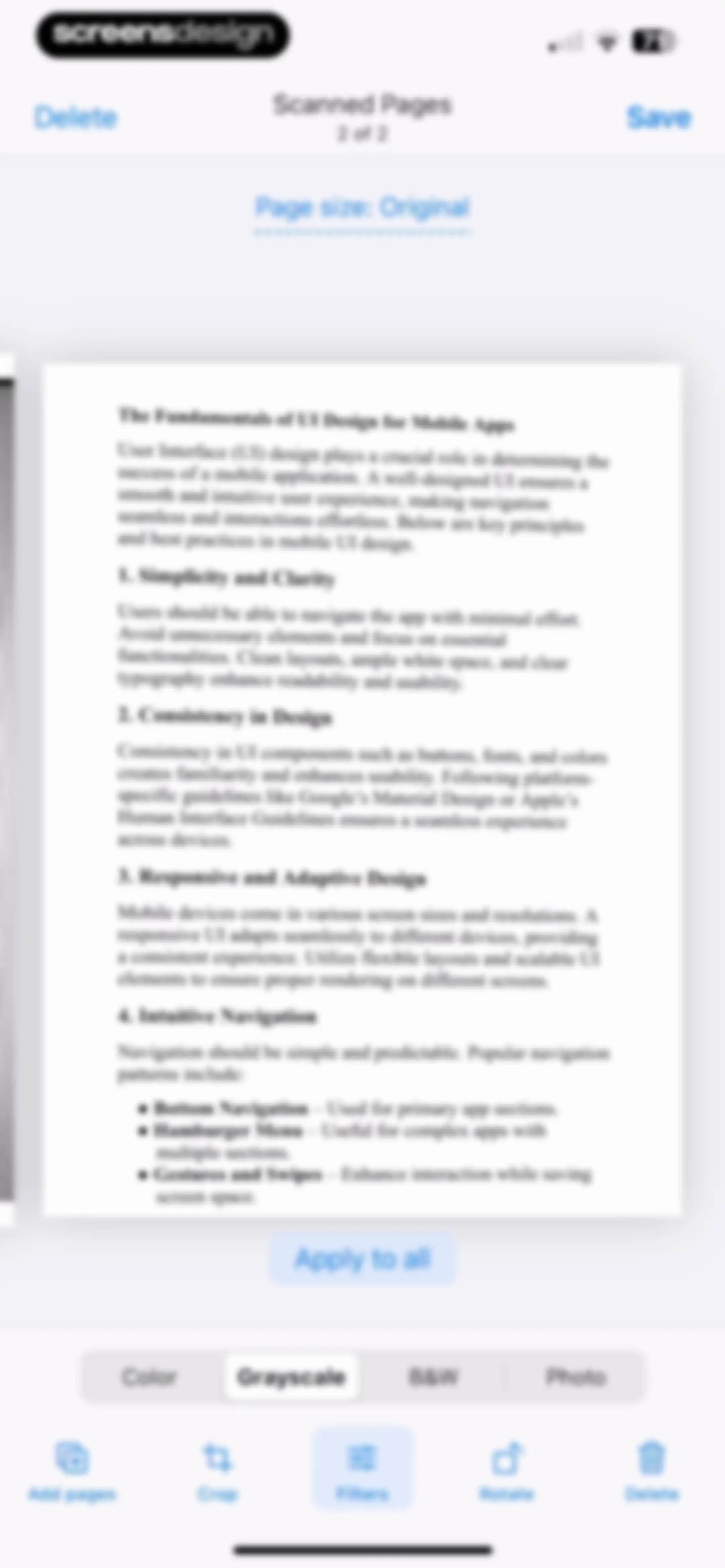 Scanner App. JPG, Photo to PDF screen 28