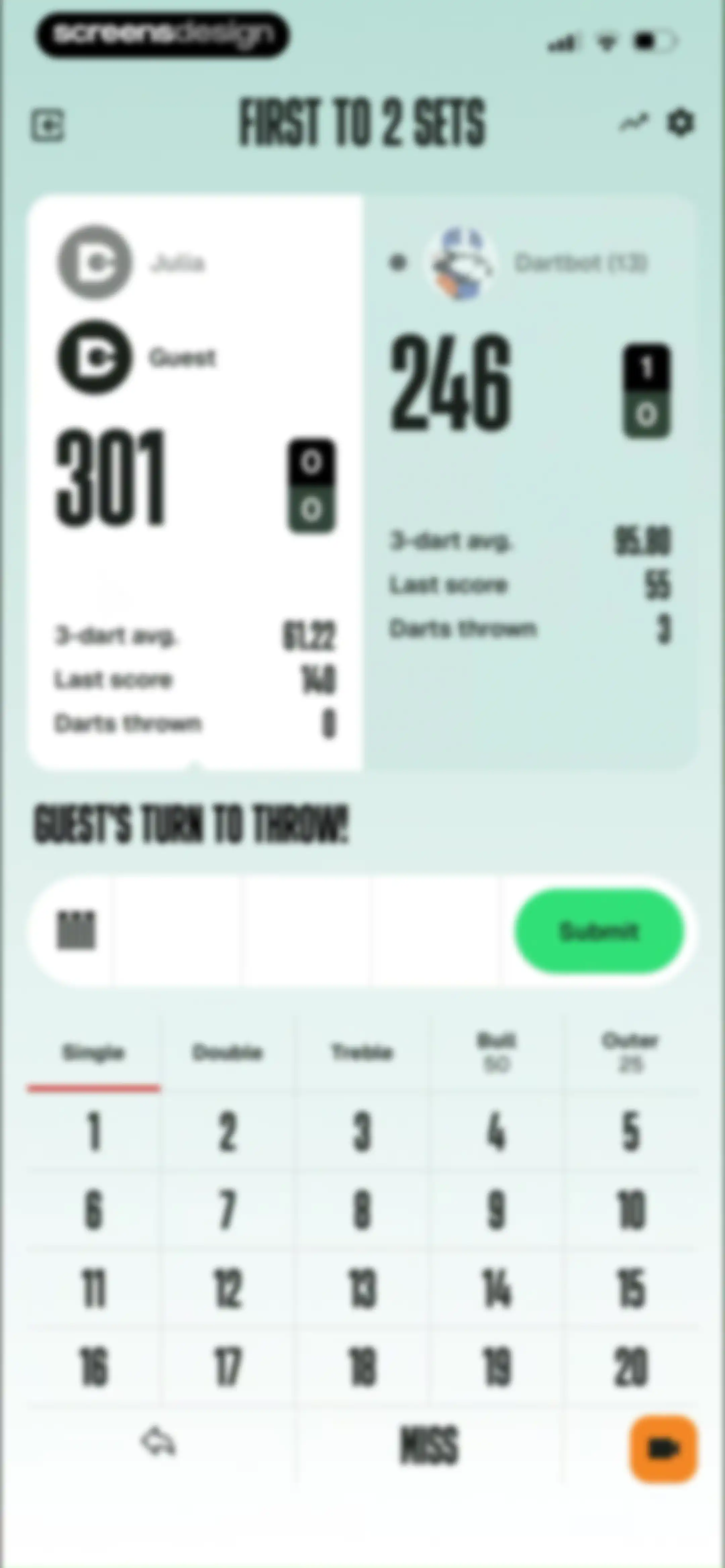 DartCounter screen 50