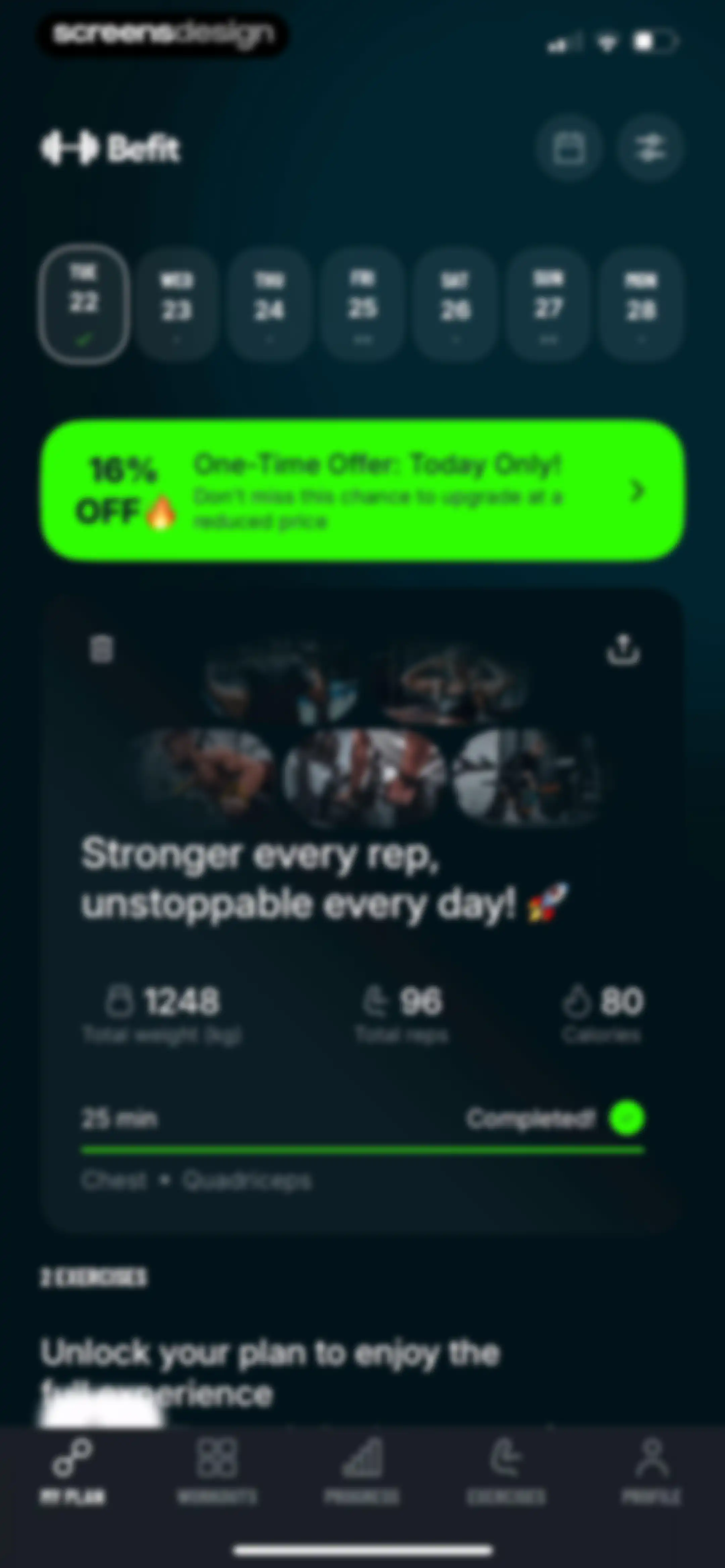 Befit: Gym & Home Workout Plan screen 105