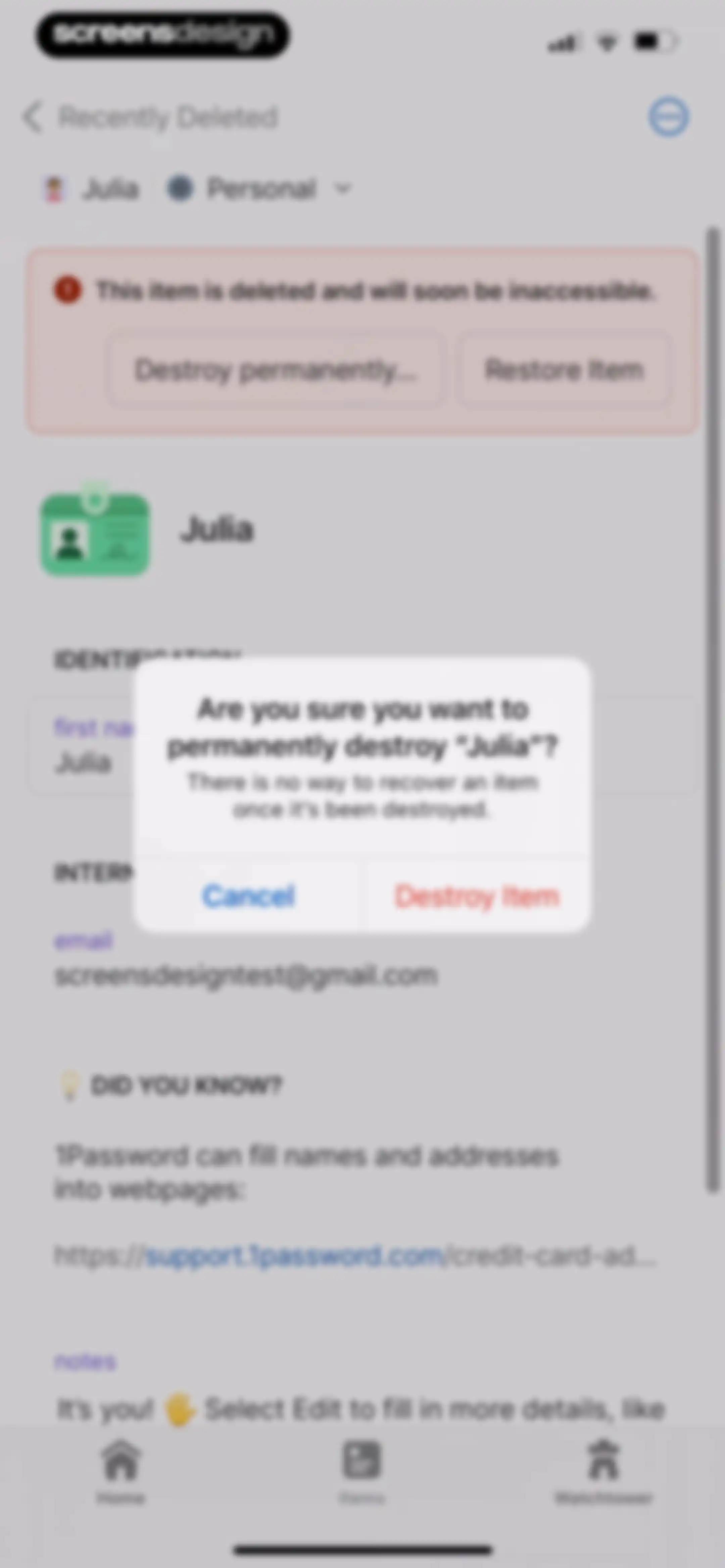 1Password: Password Manager screen 121