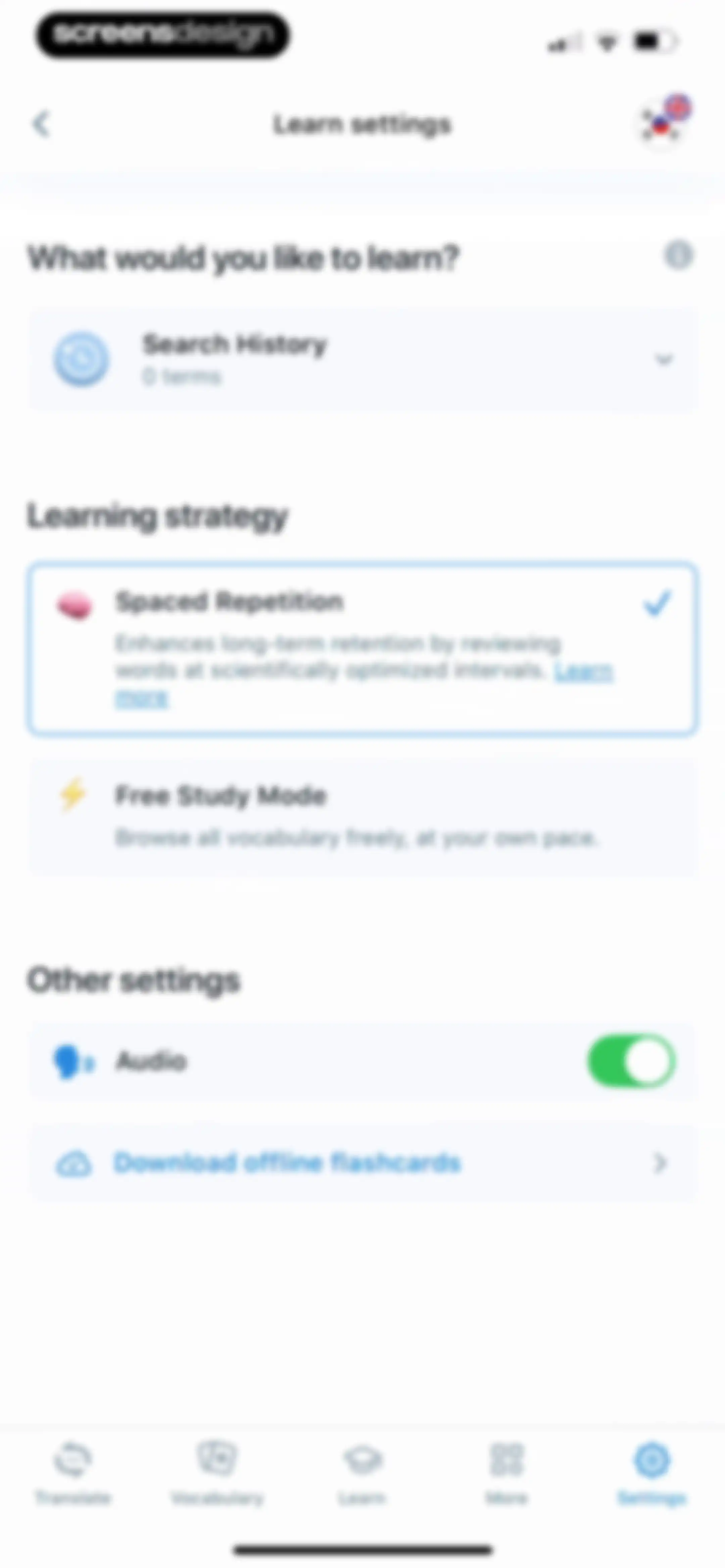 Reverso translate and learn screen 139