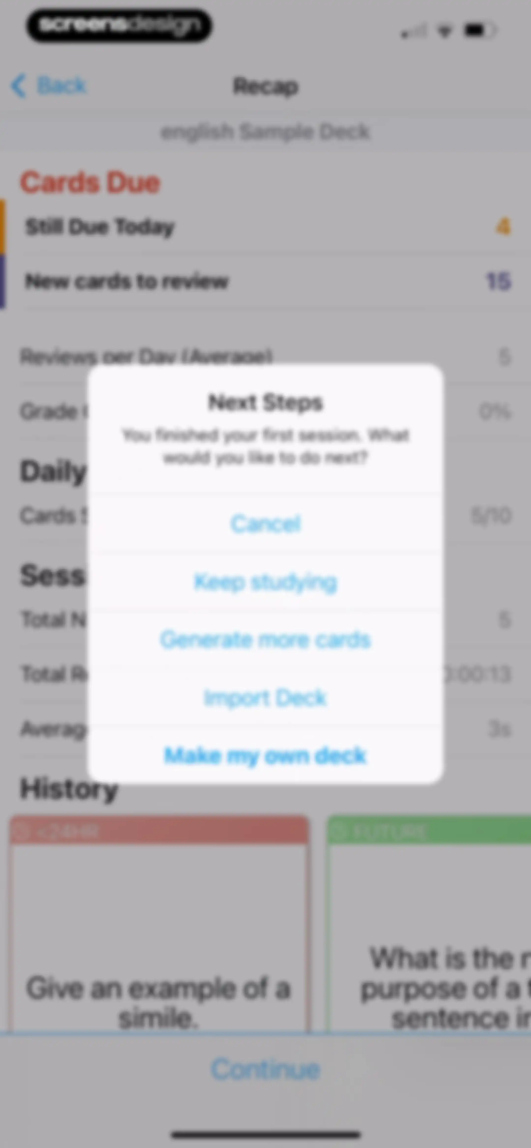 AlgoApp - Flashcards screen 14