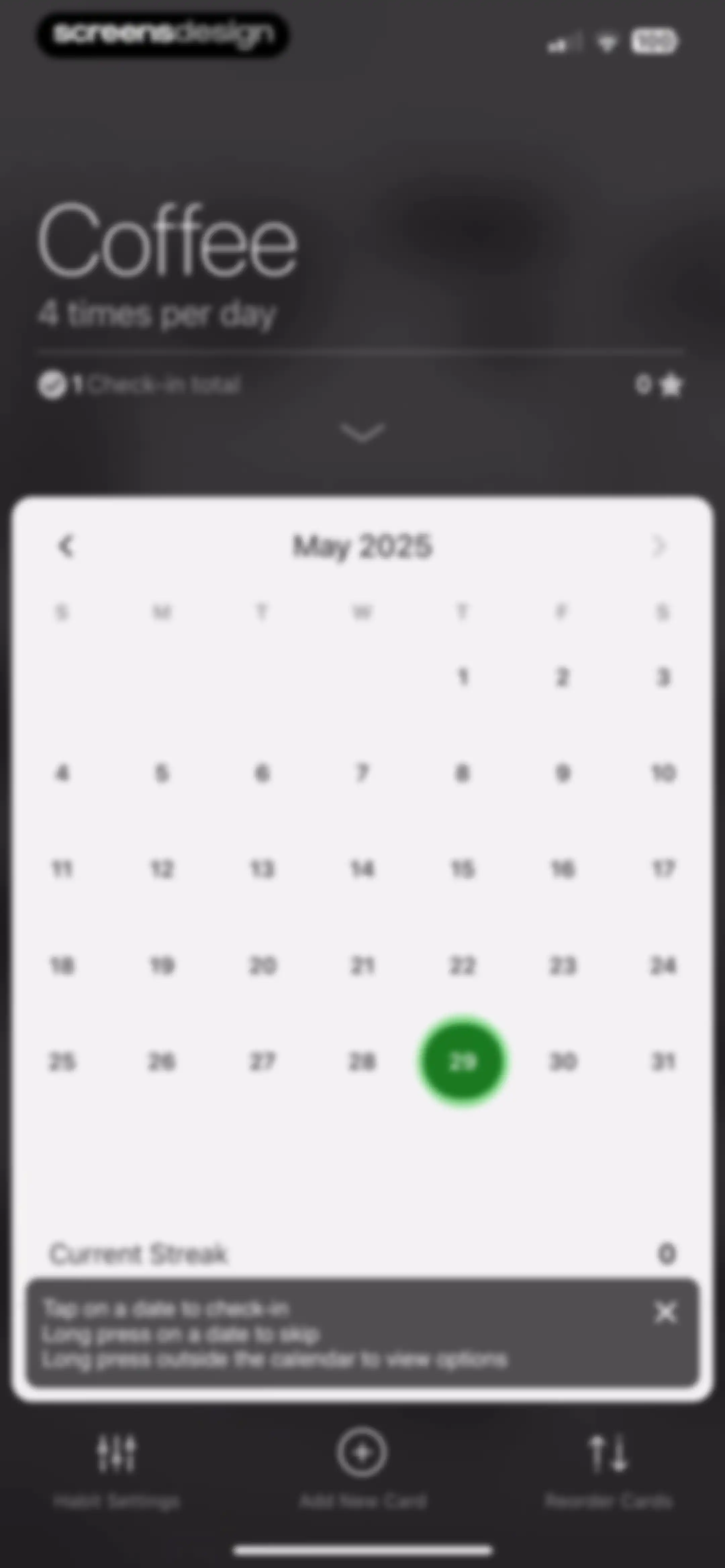Today Habit tracker screen 21