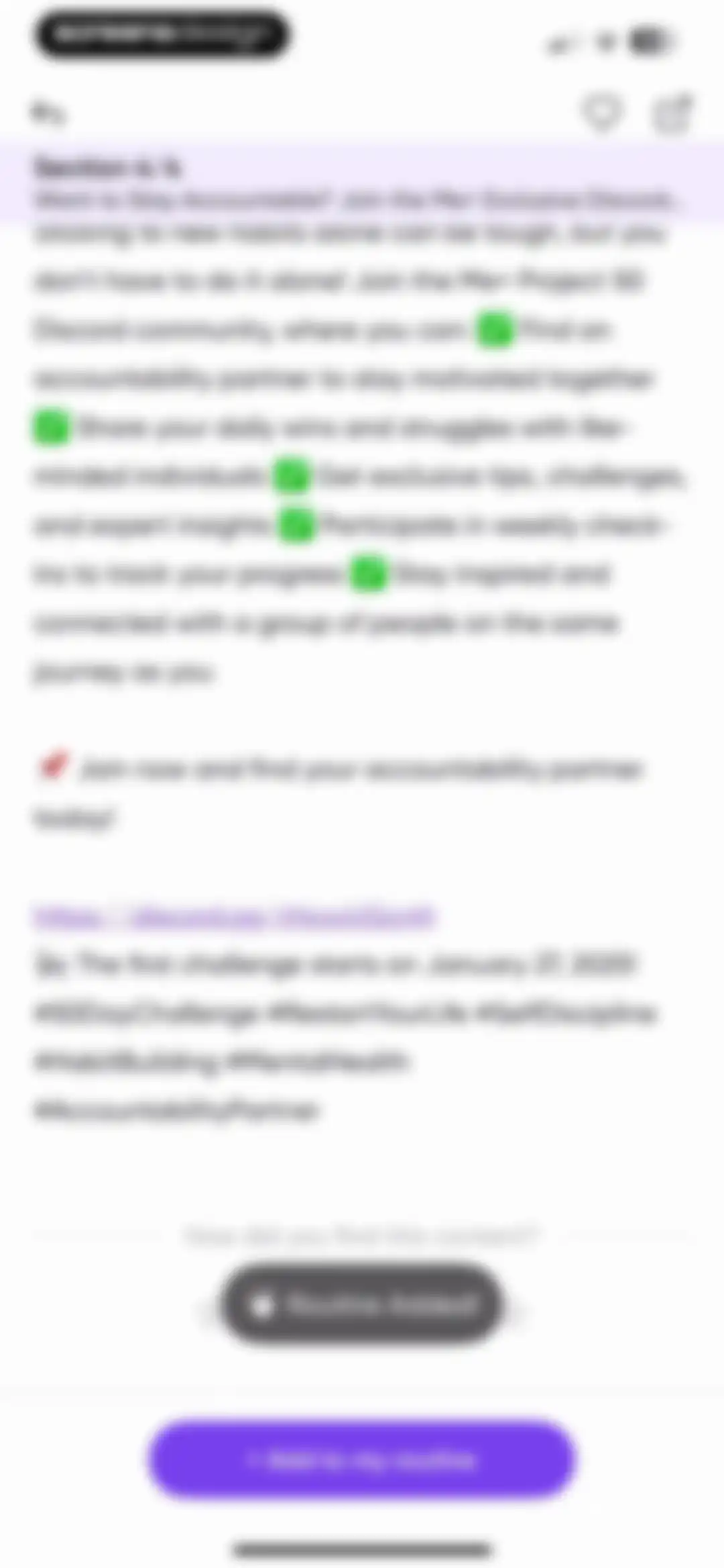 Me+ Lifestyle Routine screen 120