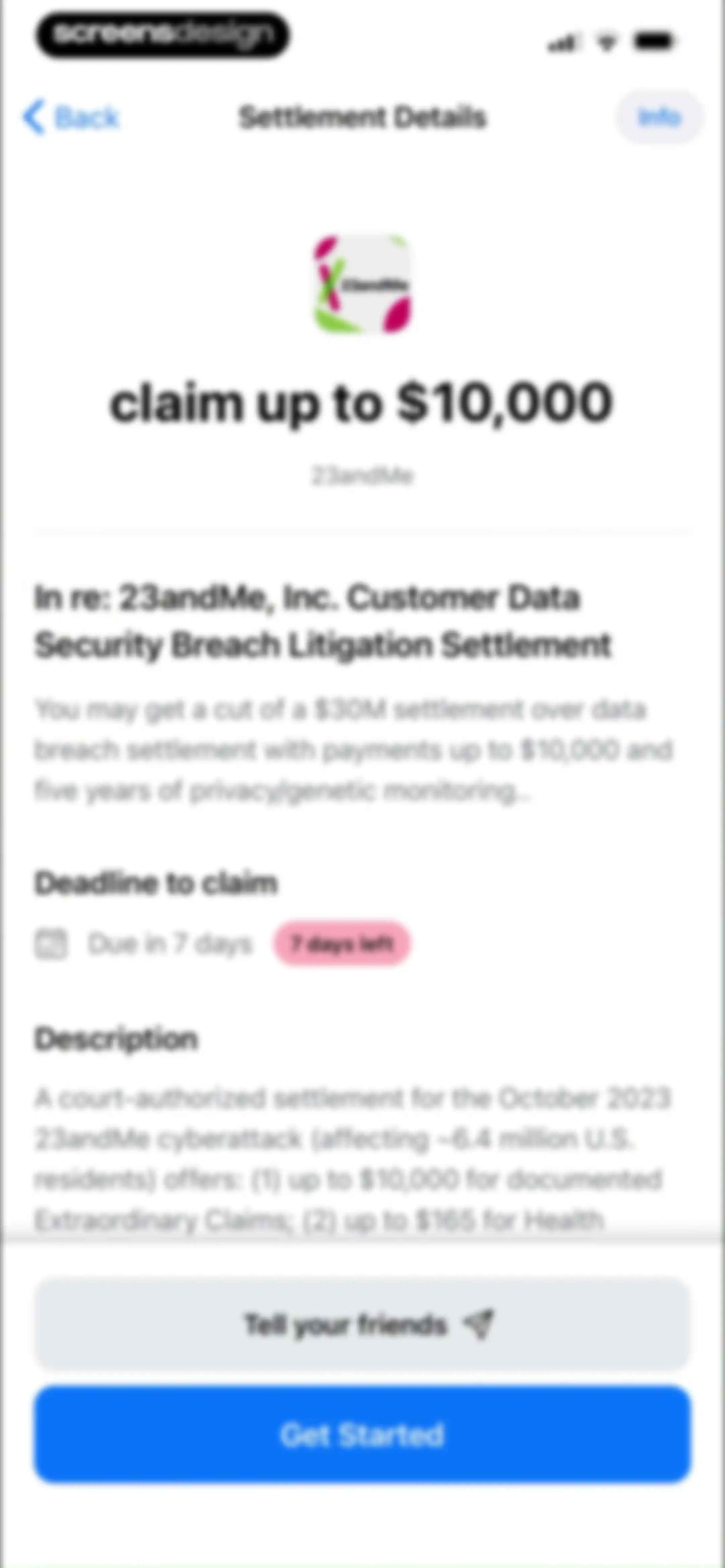 Payout: Claim Class Actions screen 24