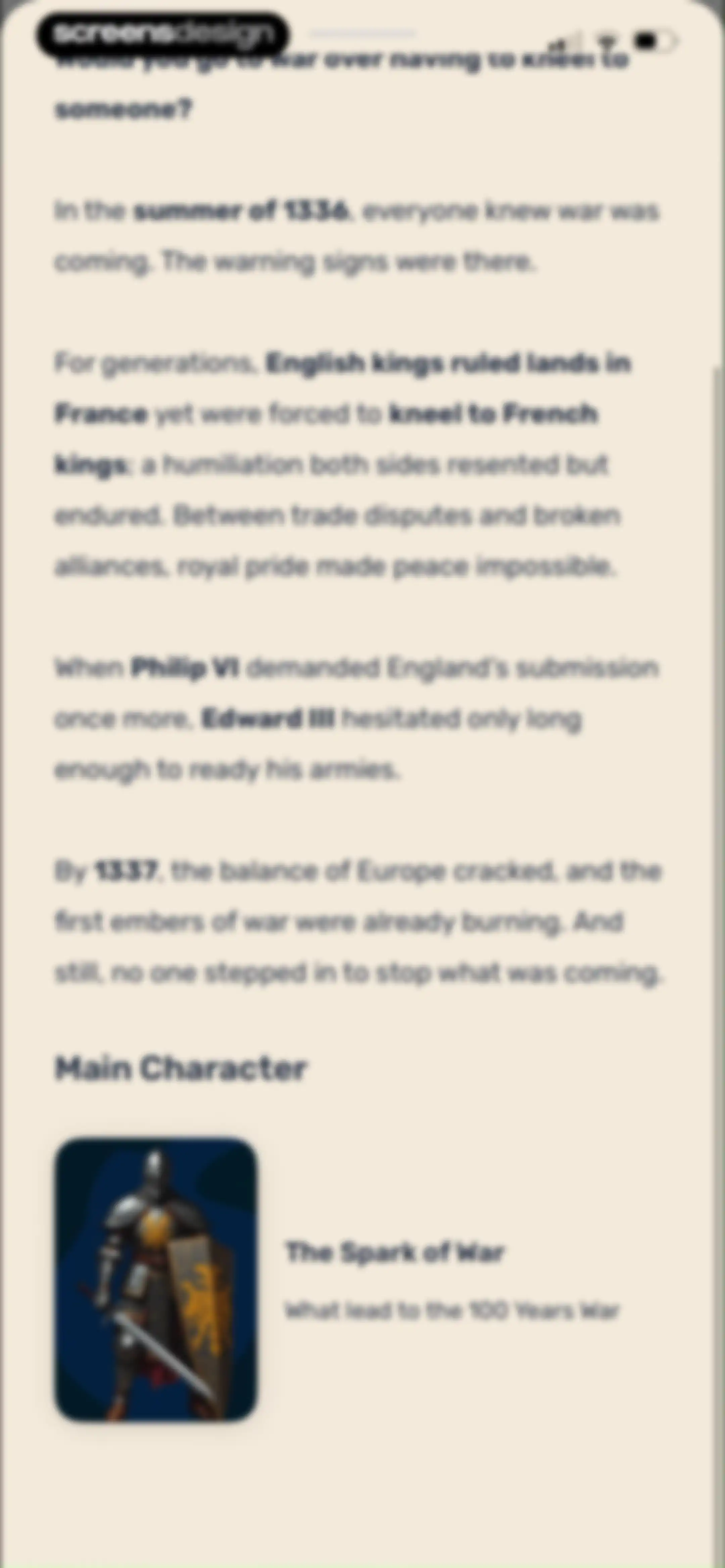 Paladin: Learn History screen 84