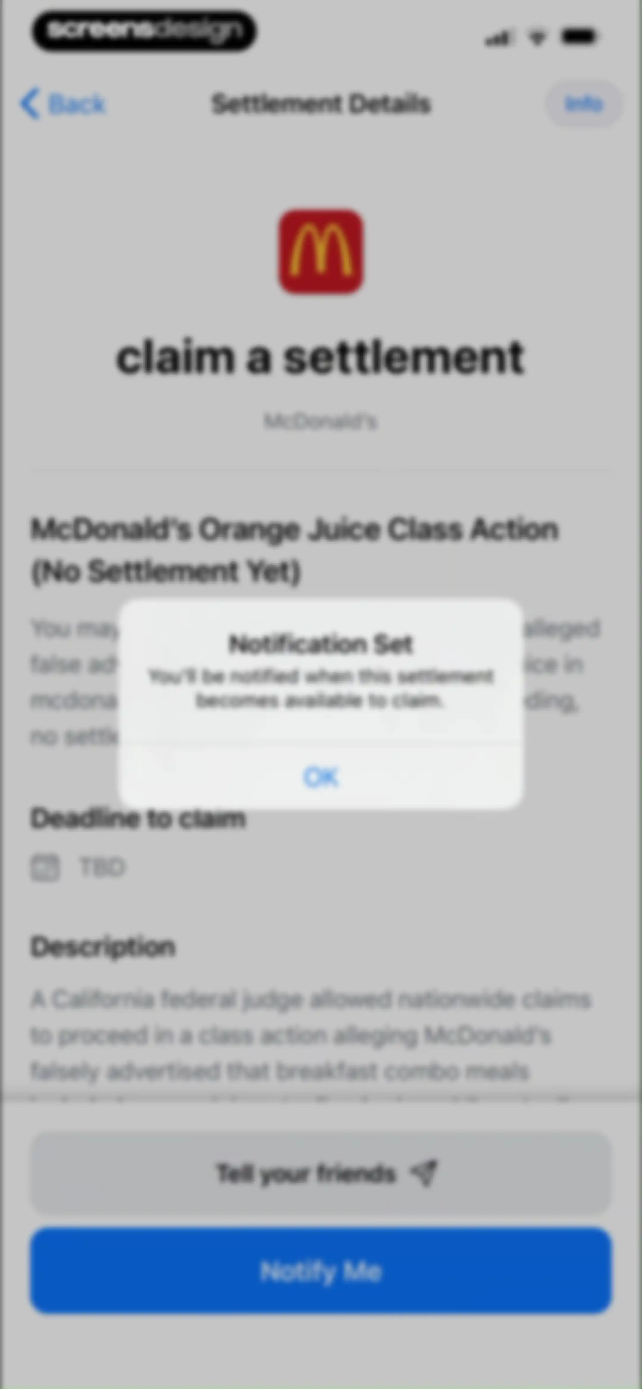Payout: Claim Class Actions screen 28