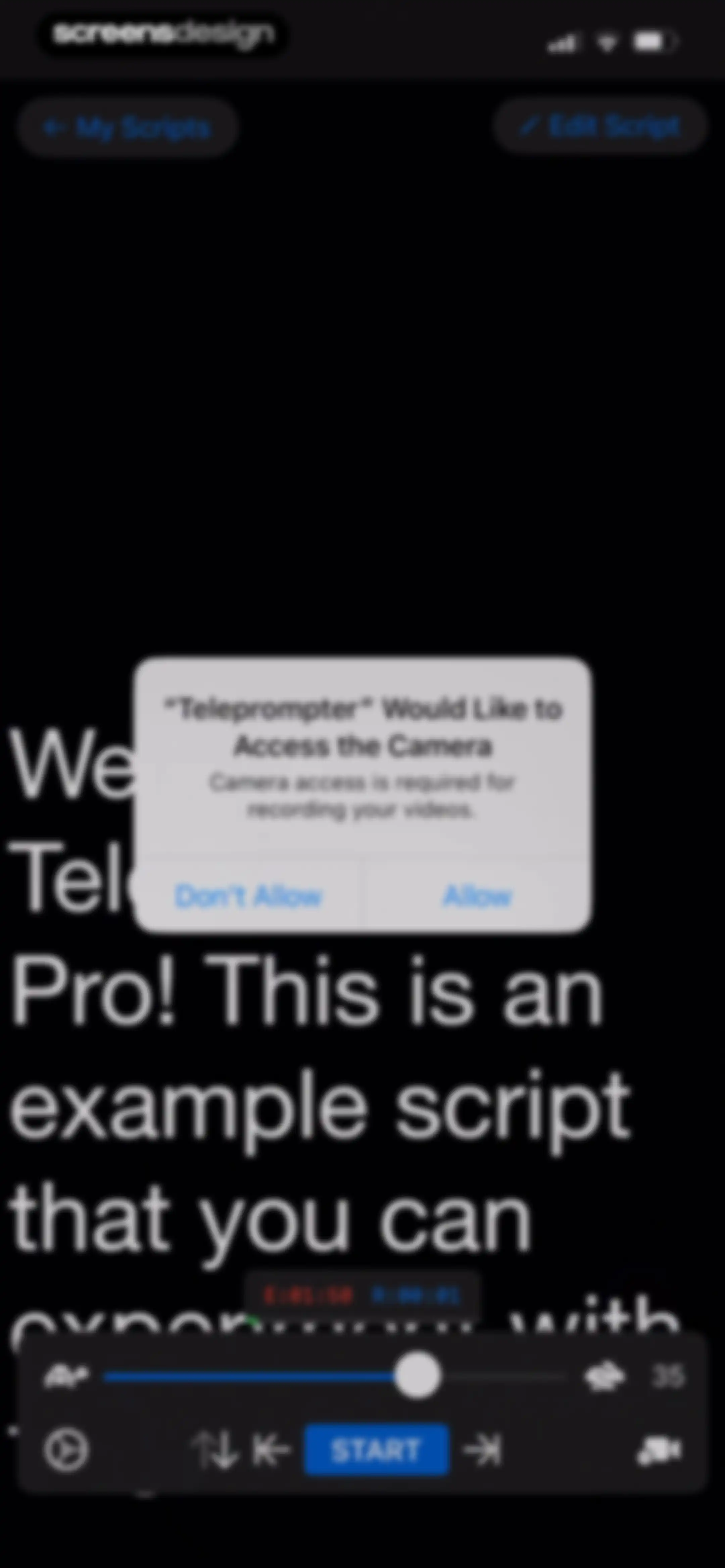 Teleprompter screen 26