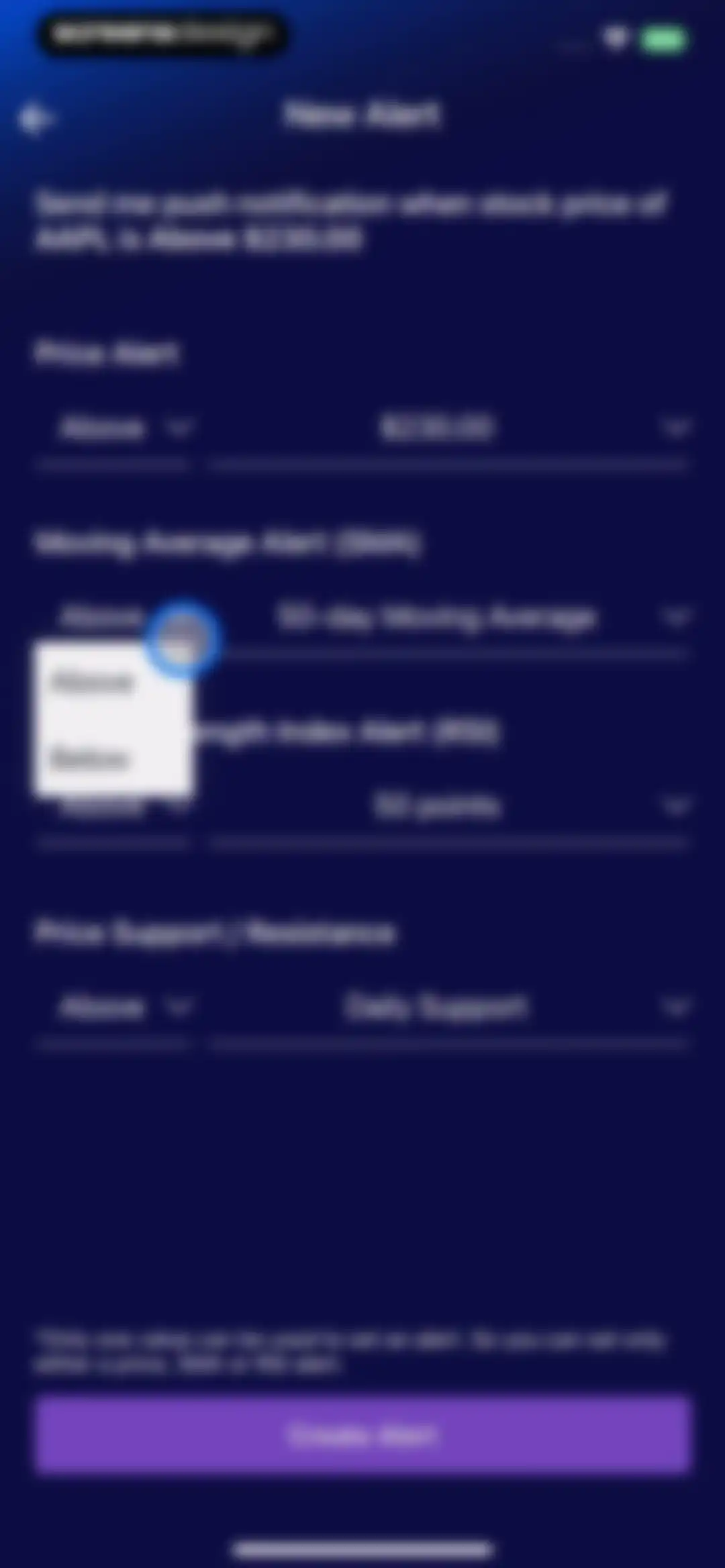 Stocks Alerter screen 23