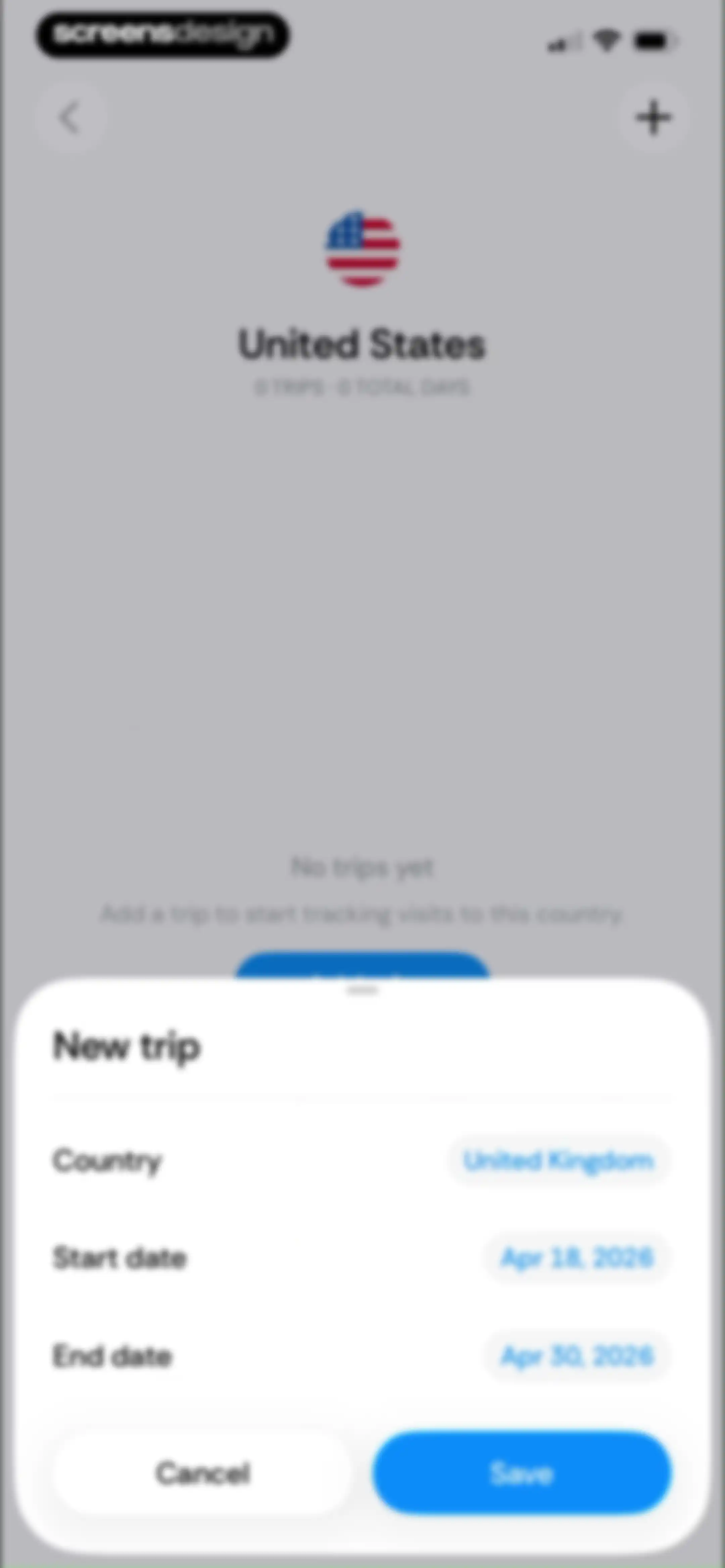 Country Days Tracker: Bounded screen 33