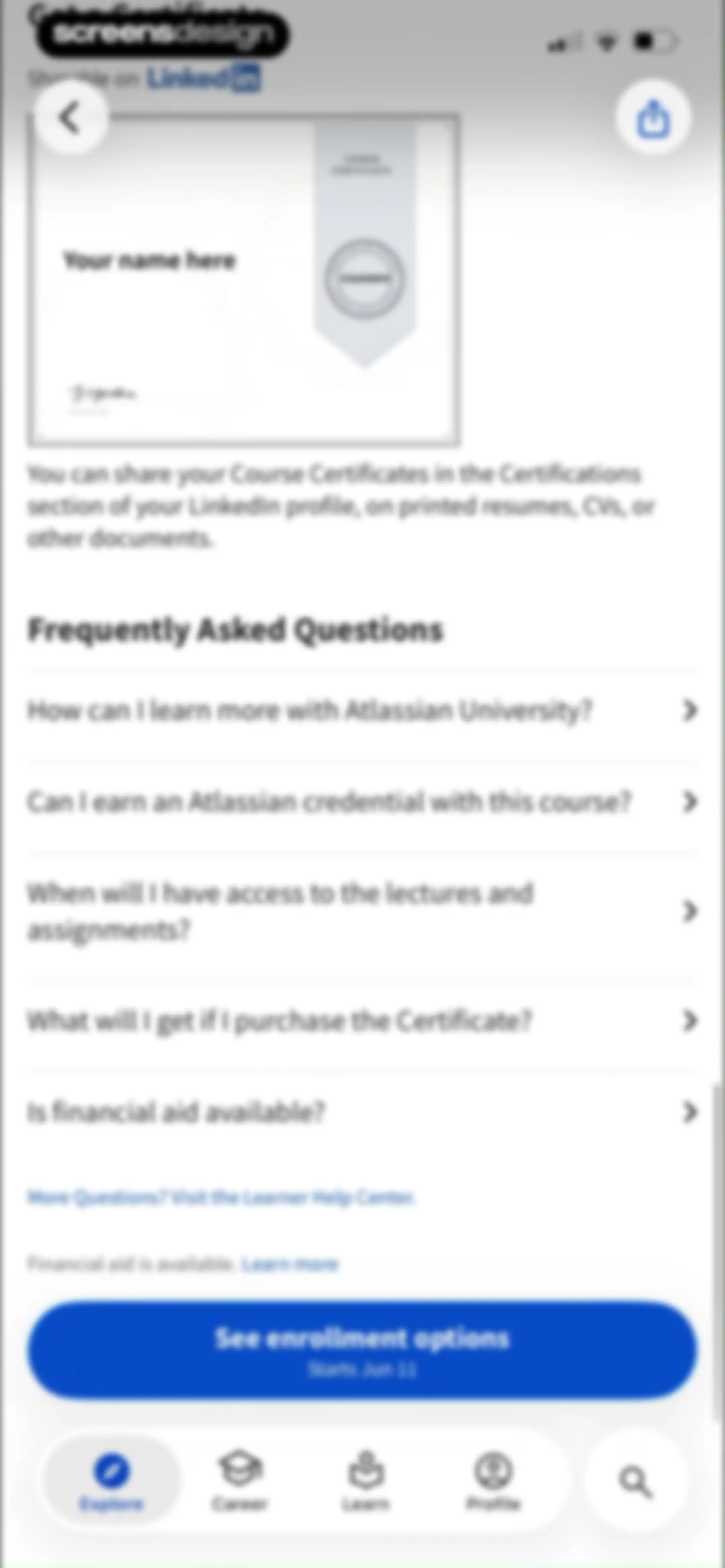 Coursera: Grow your career screen 62