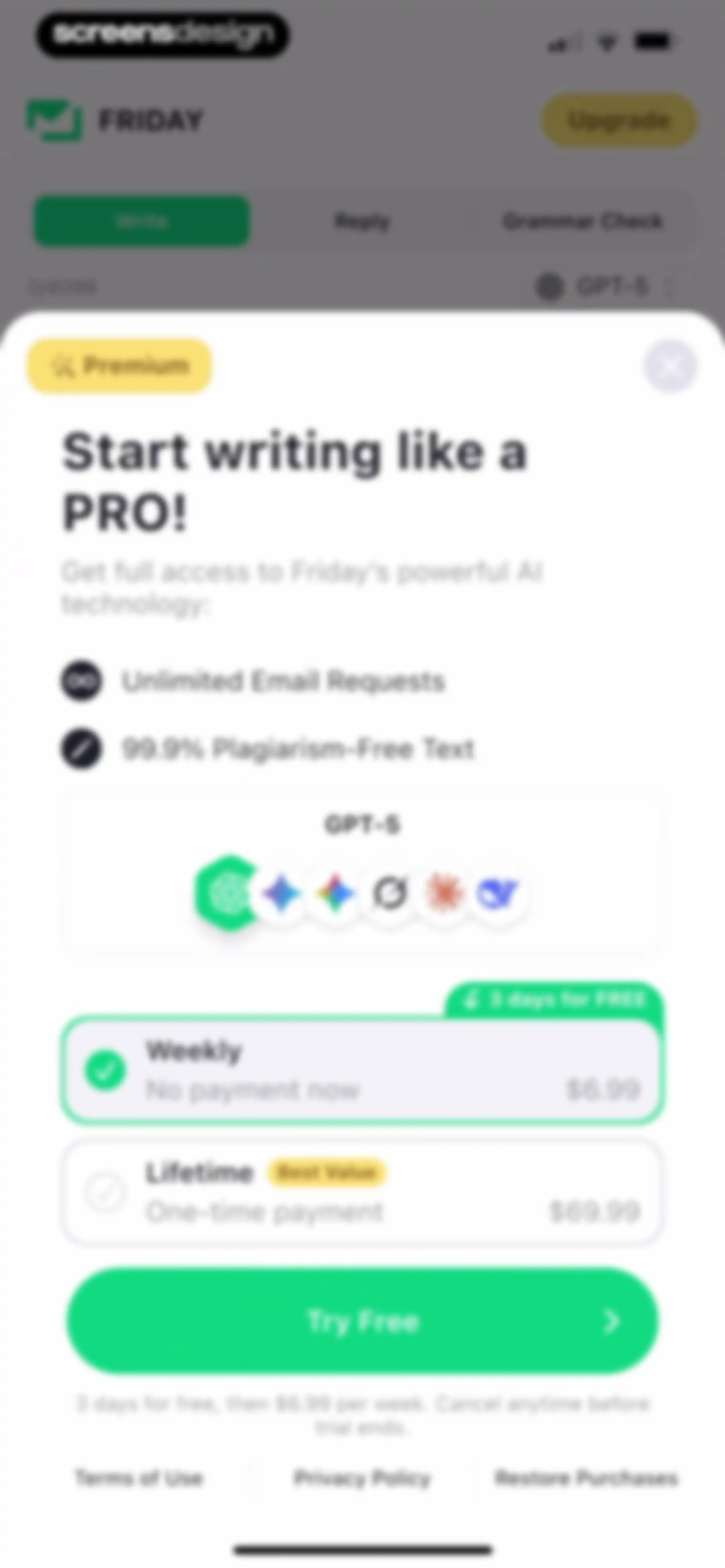 Friday AI Email Writer screen 18