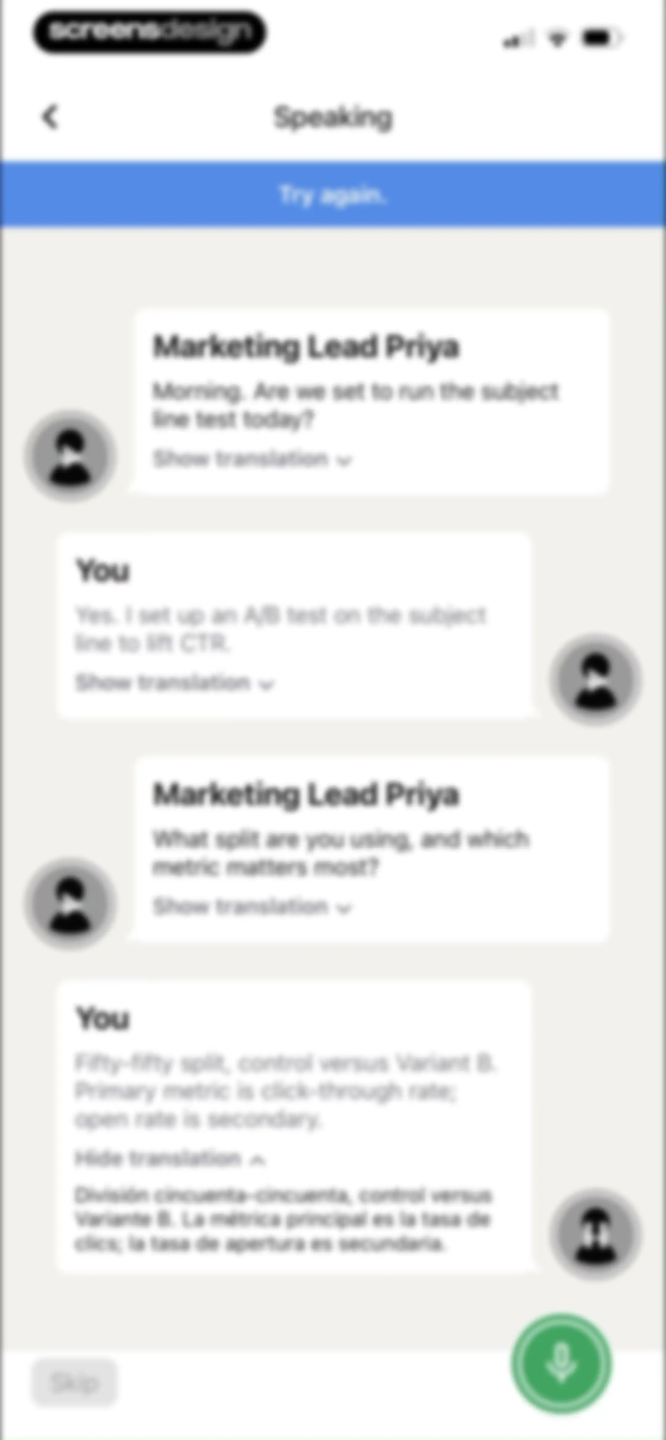 PeakTalk: Job-specific English screen 72