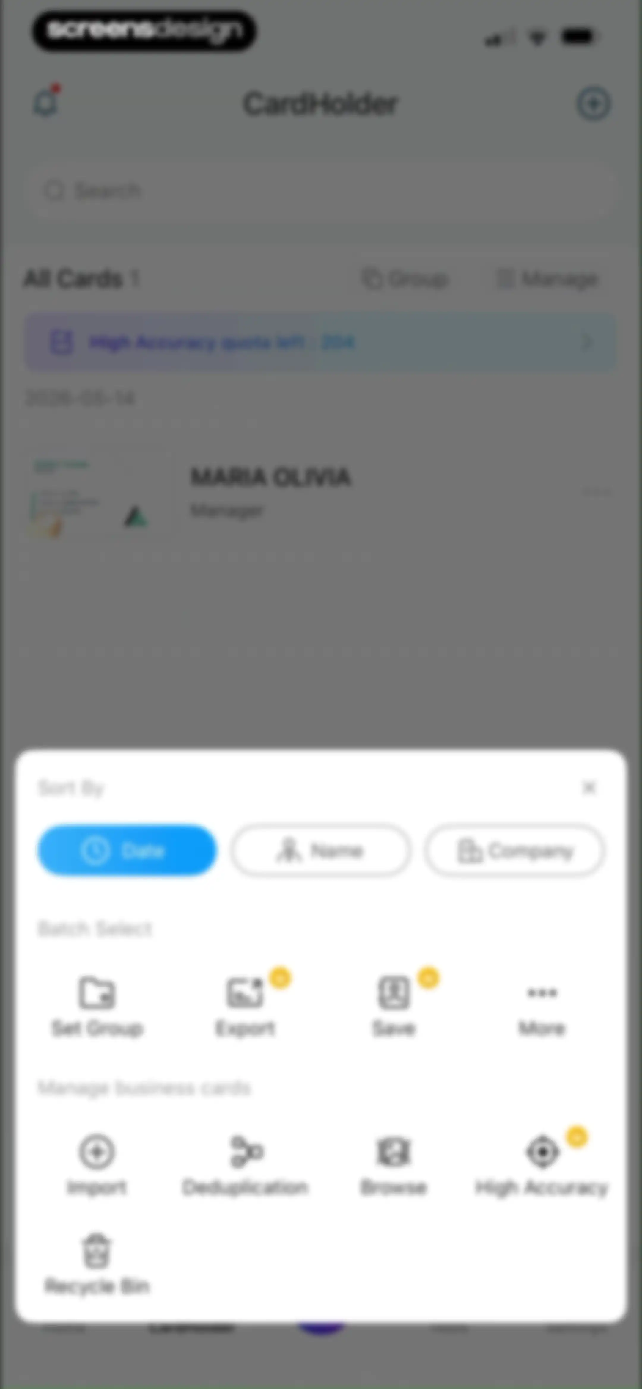 CamCard AI Business Assistant screen 120