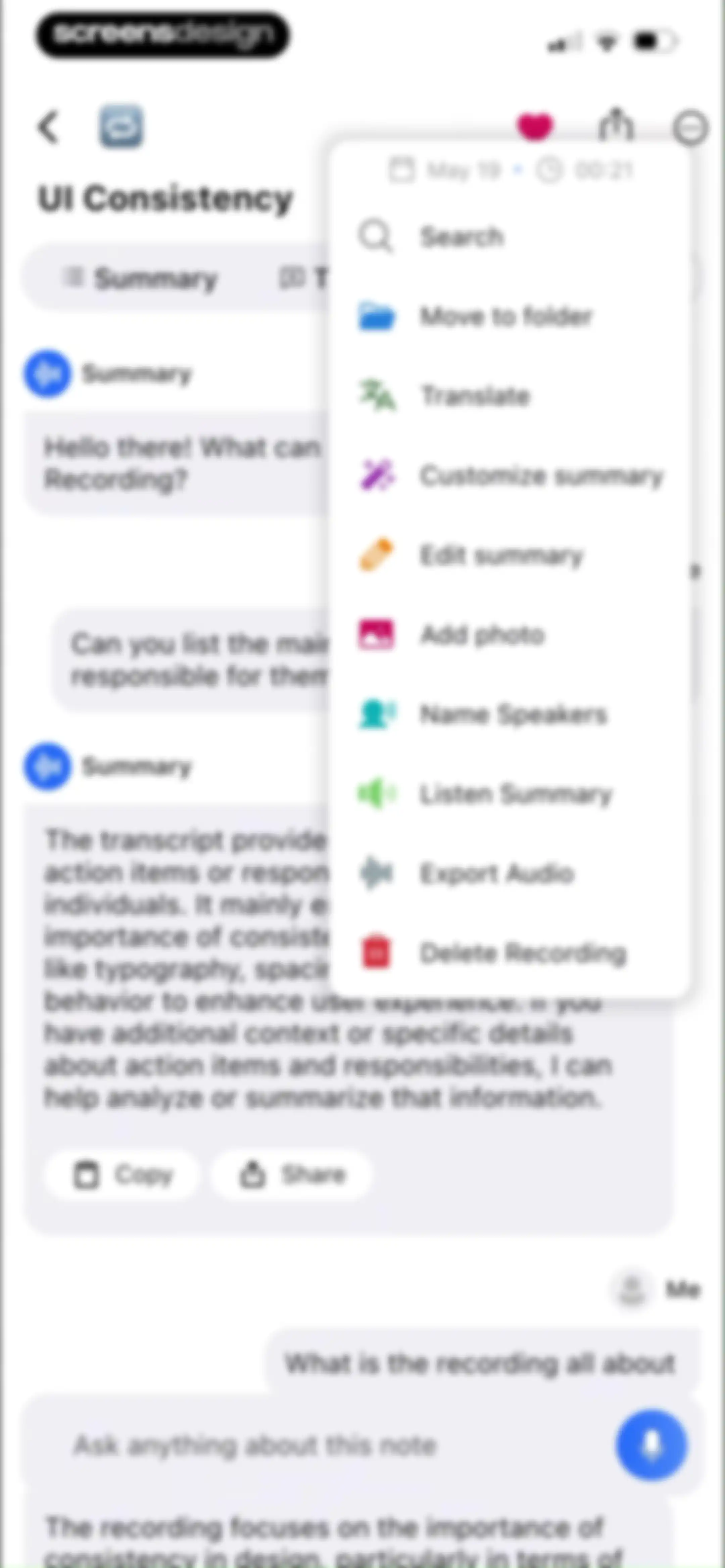Summary - AI Note Taker screen 57