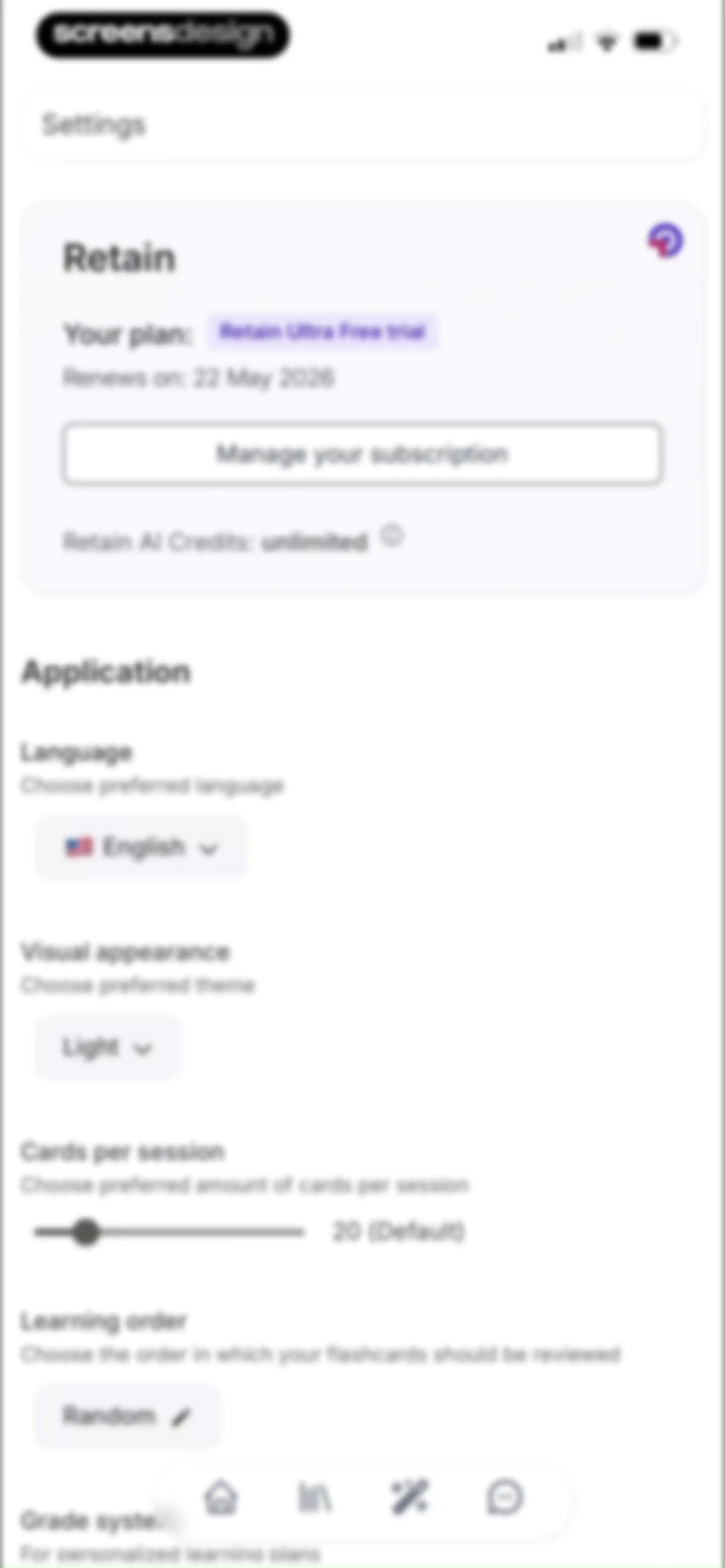Retain Cards: AI Flashcards screen 172