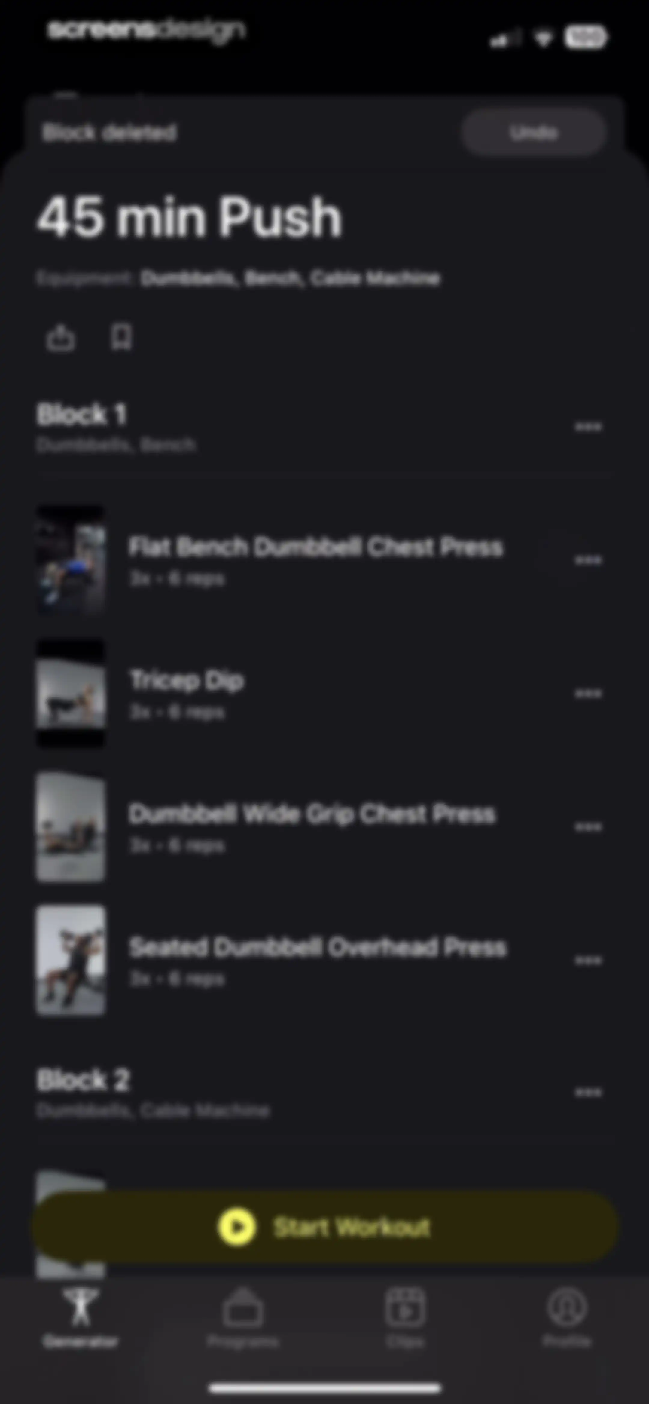 Peloton Strength+ screen 101