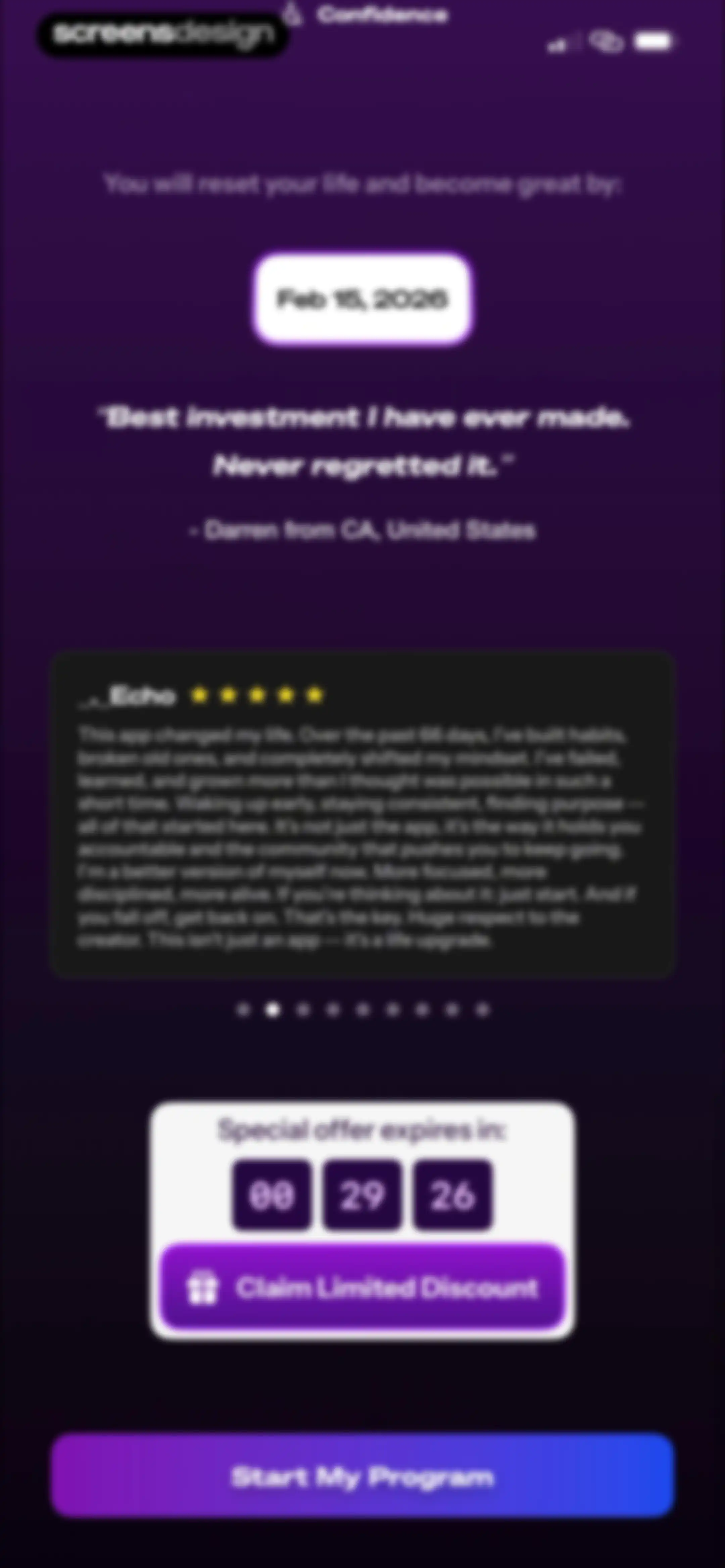 Life Reset: 66 Day Habit screen 105