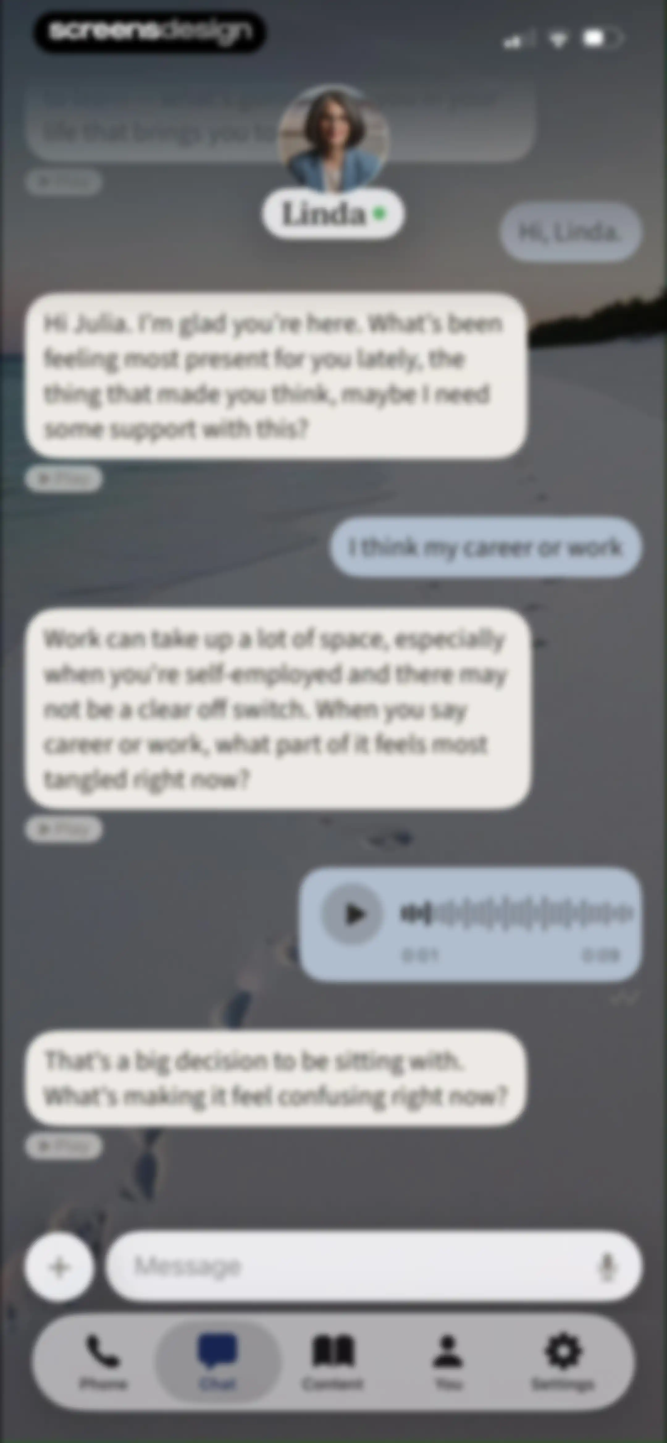 Sonia: AI for Mental Health screen 78