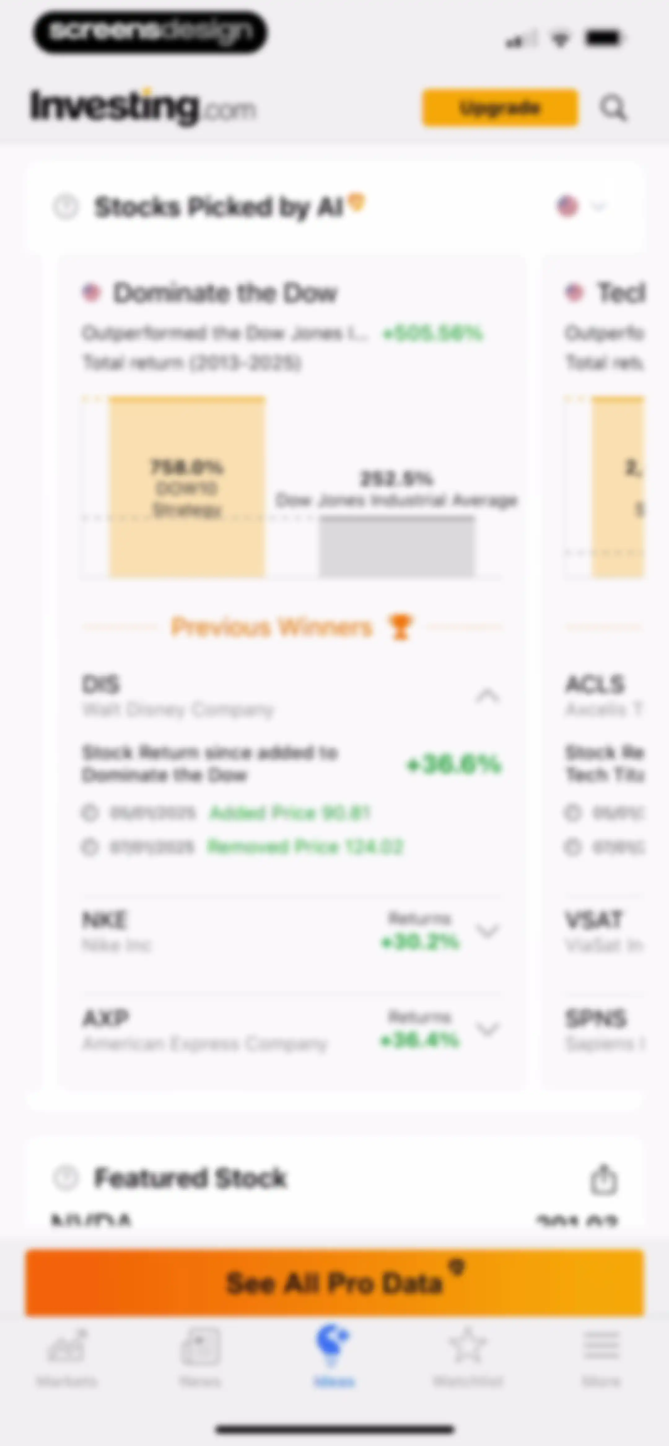 Investing.com: Stock Market screen 98