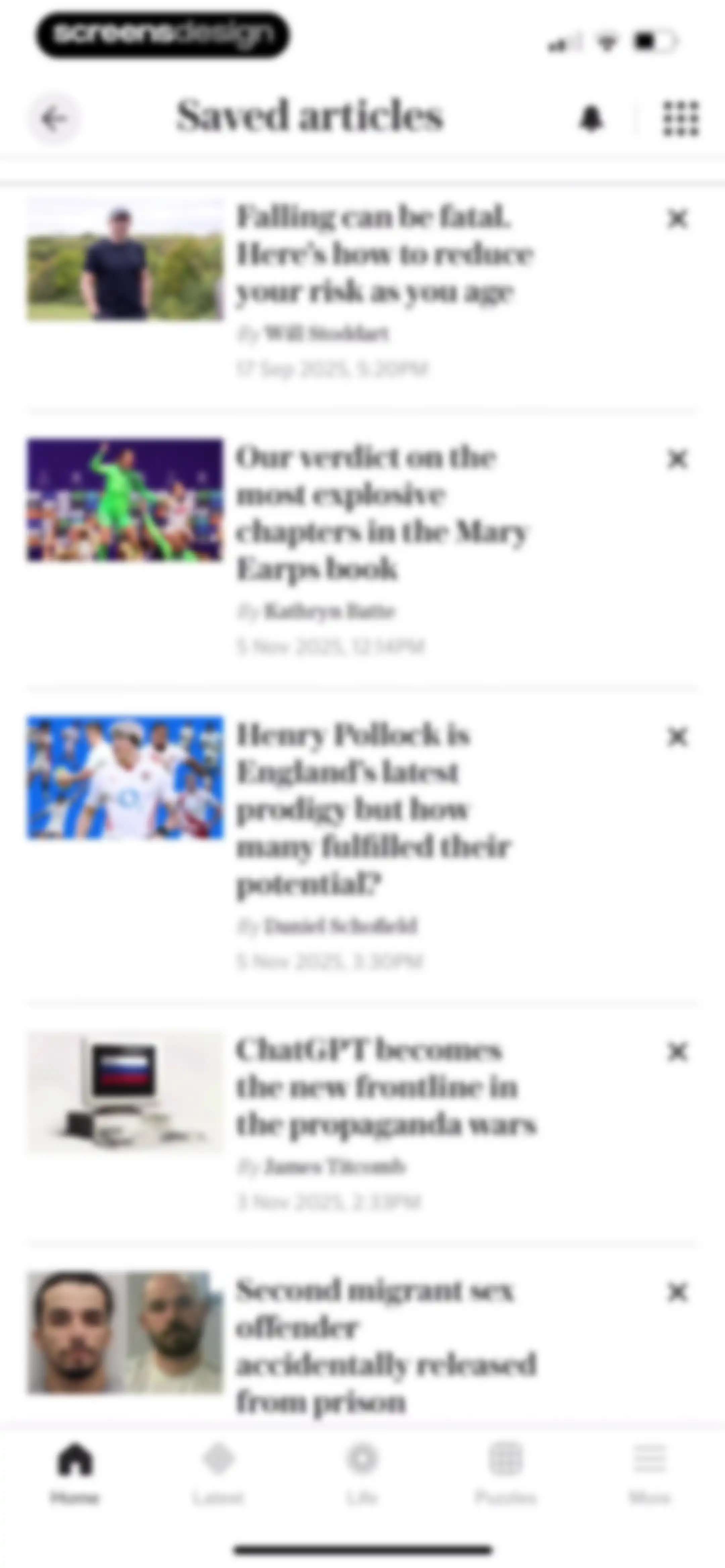 The Telegraph: UK & World News screen 104