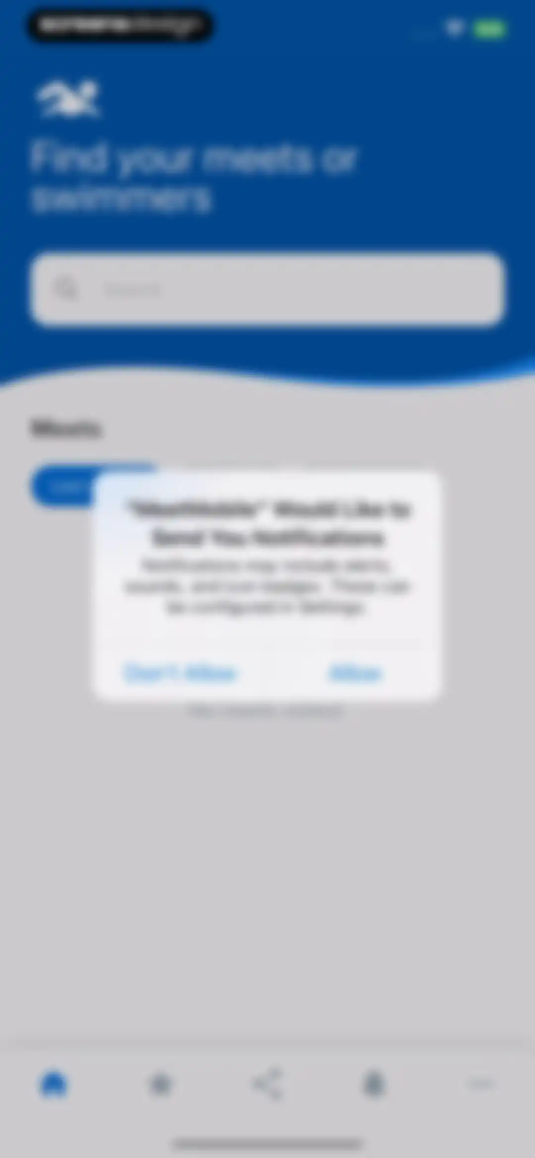 Meet Mobile: Swim screen 2