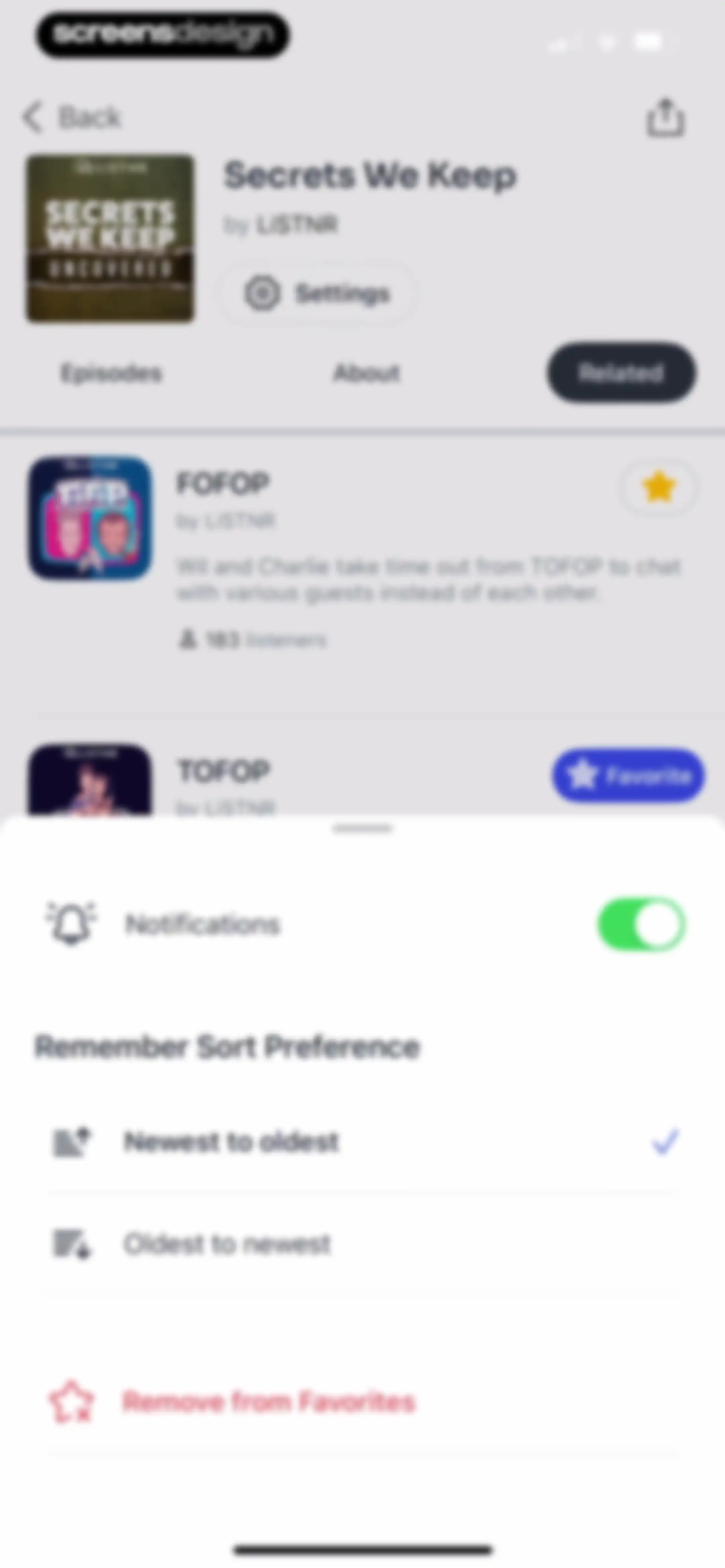 Podcast App screen 42