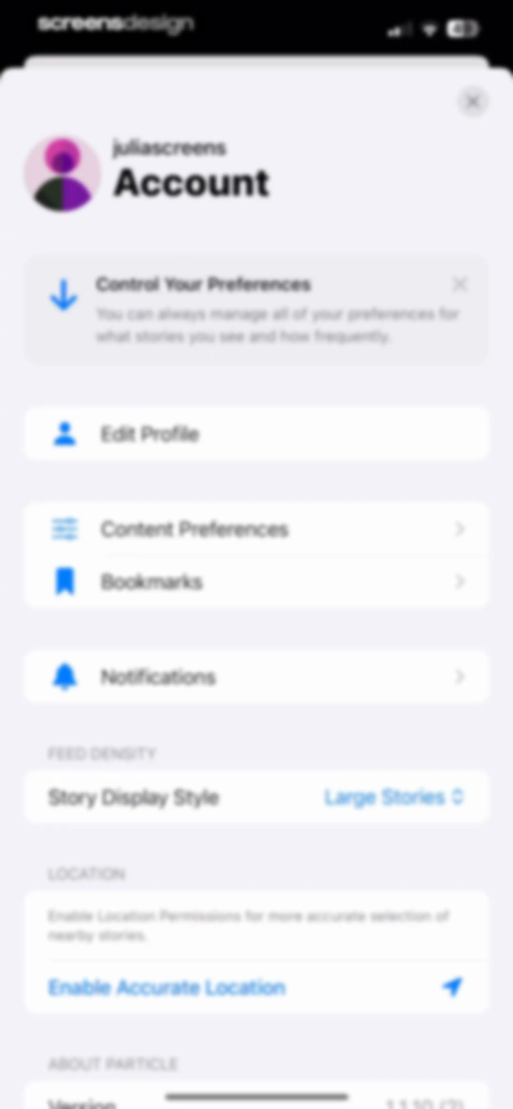Particle: Personalized News screen 124