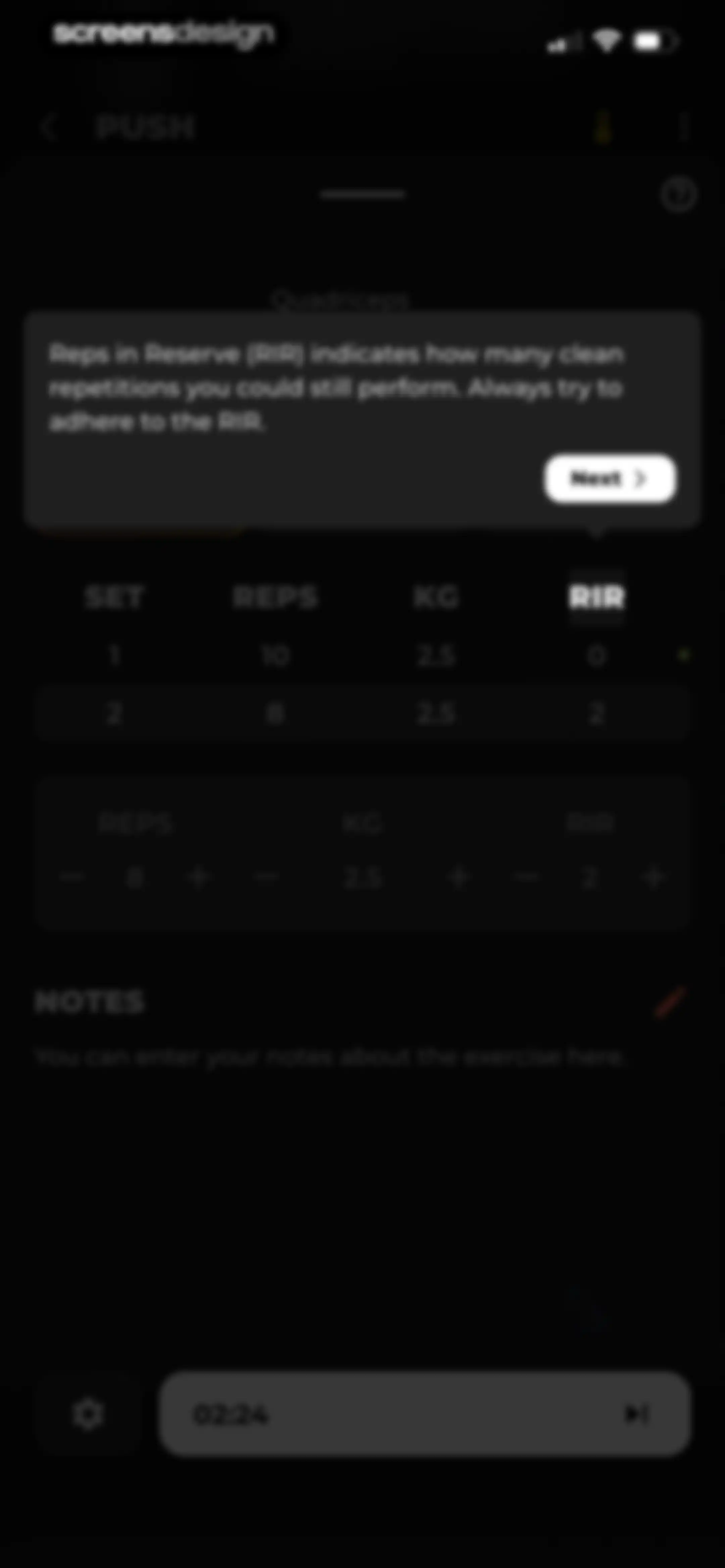 MCI - Personal Training AI screen 101
