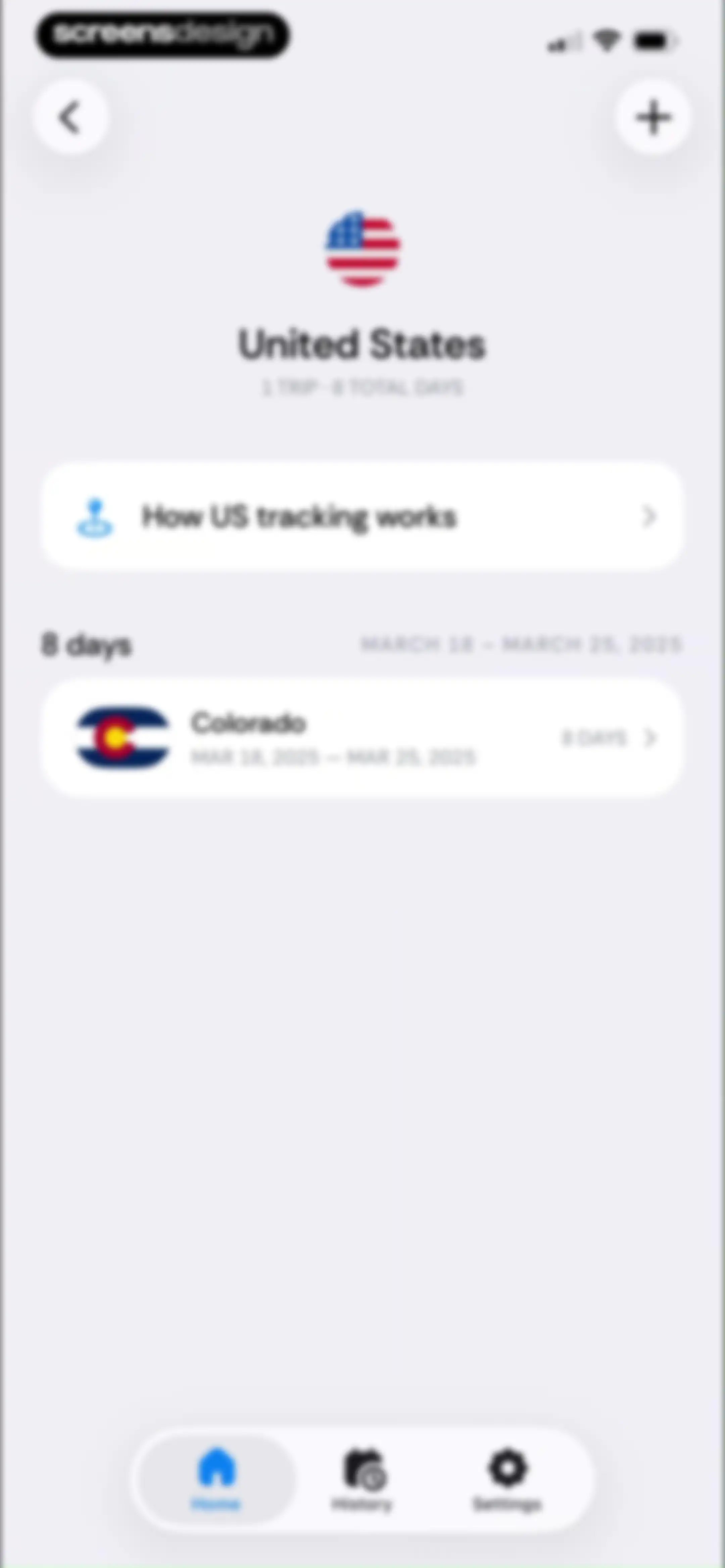 Country Days Tracker: Bounded screen 37