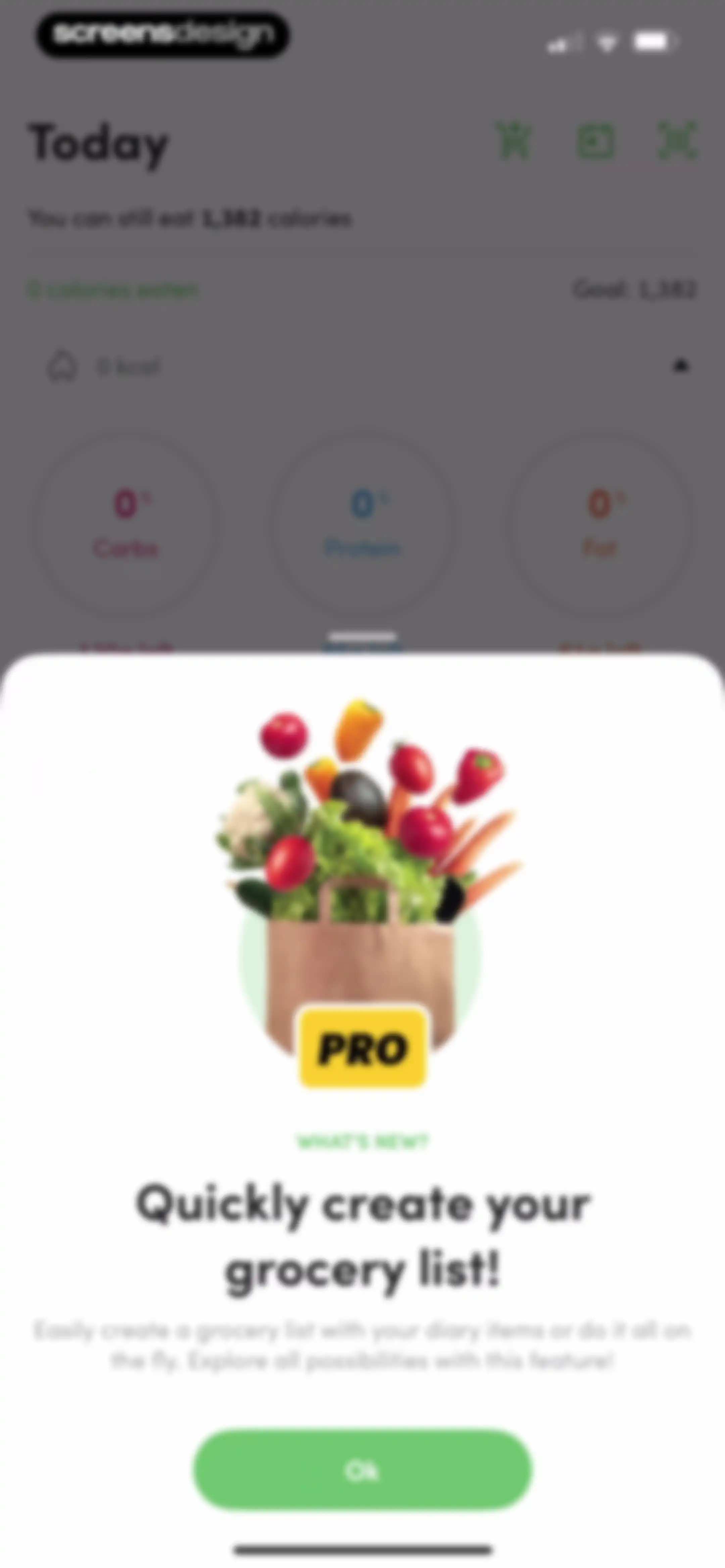 Calories and nutrition tracker screen 39