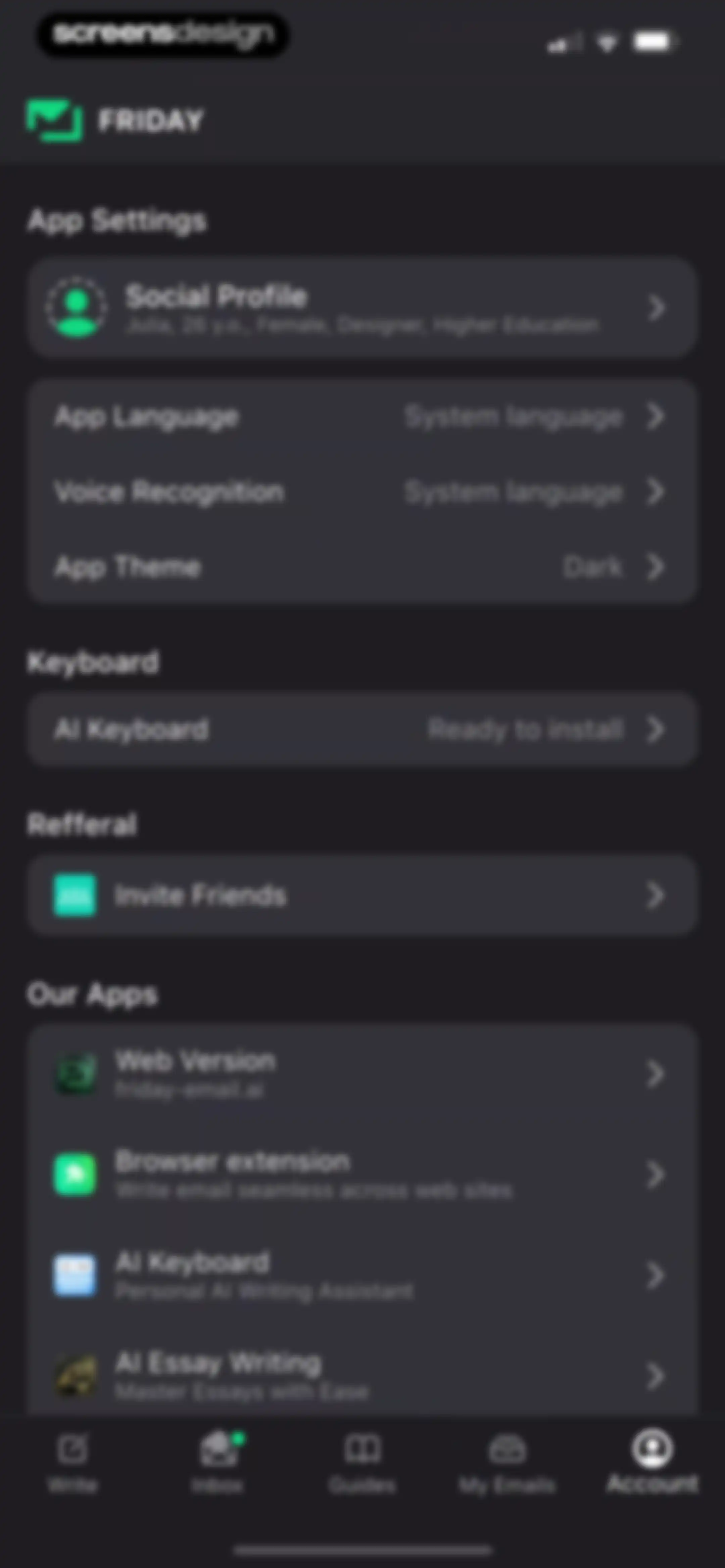 Friday AI Email Writer screen 89