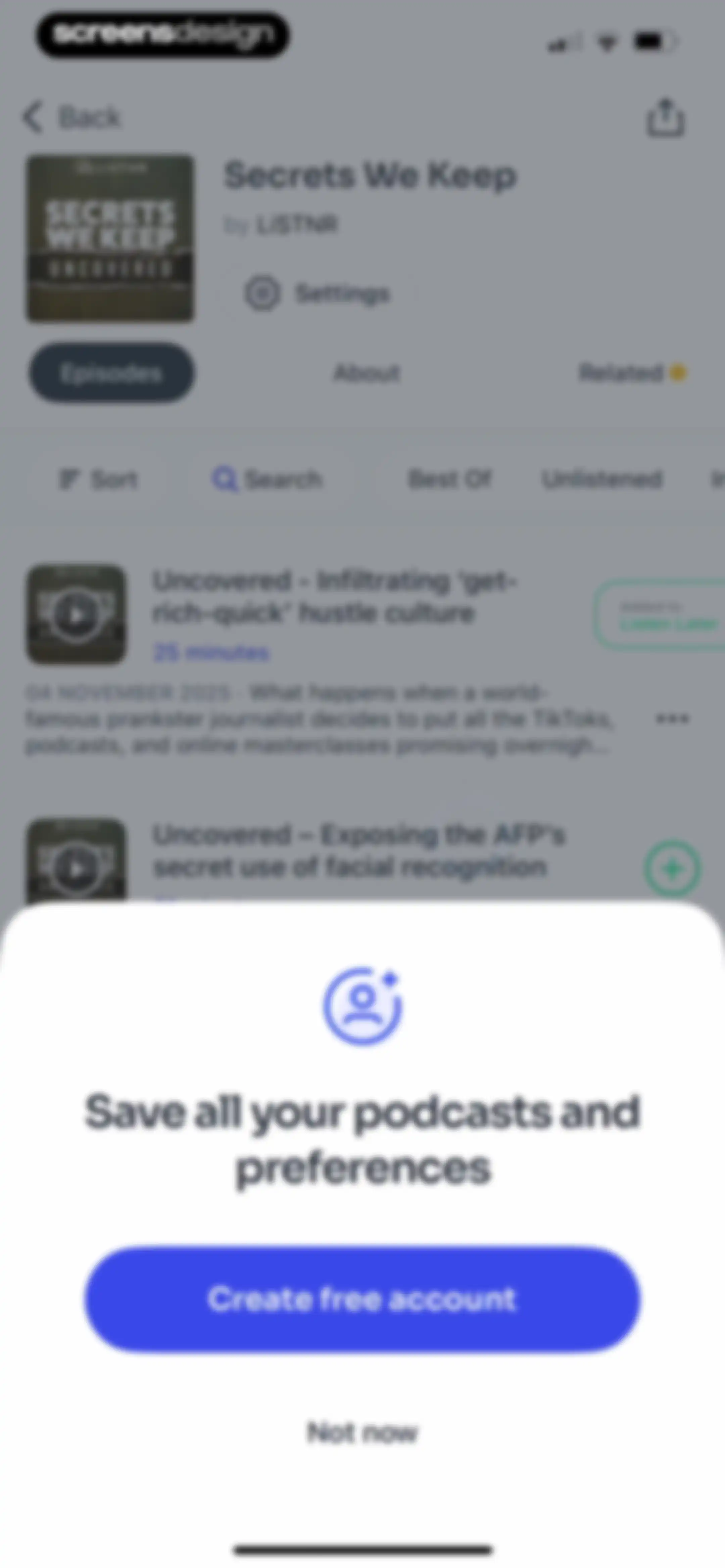 Podcast App screen 30