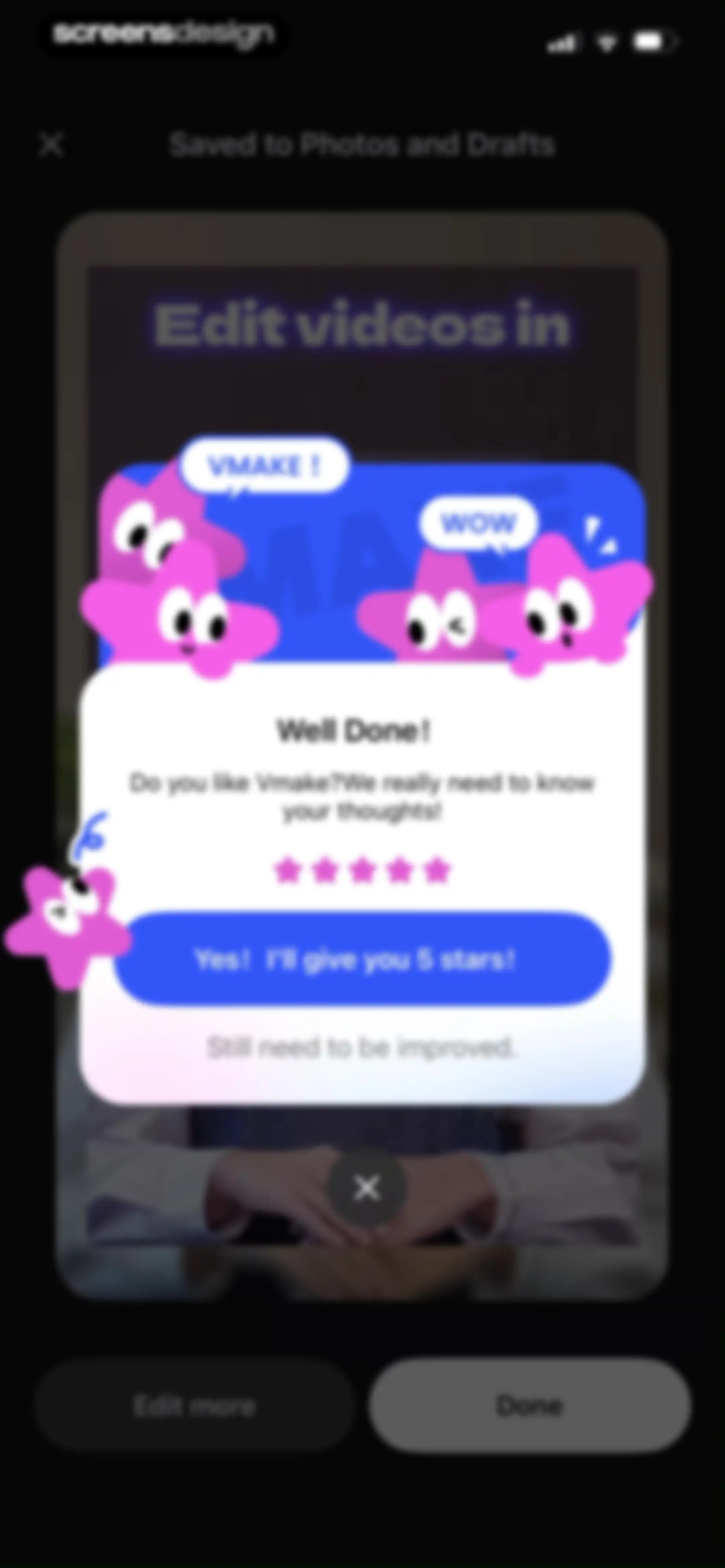 Vmake Labs: create viral video screen 119