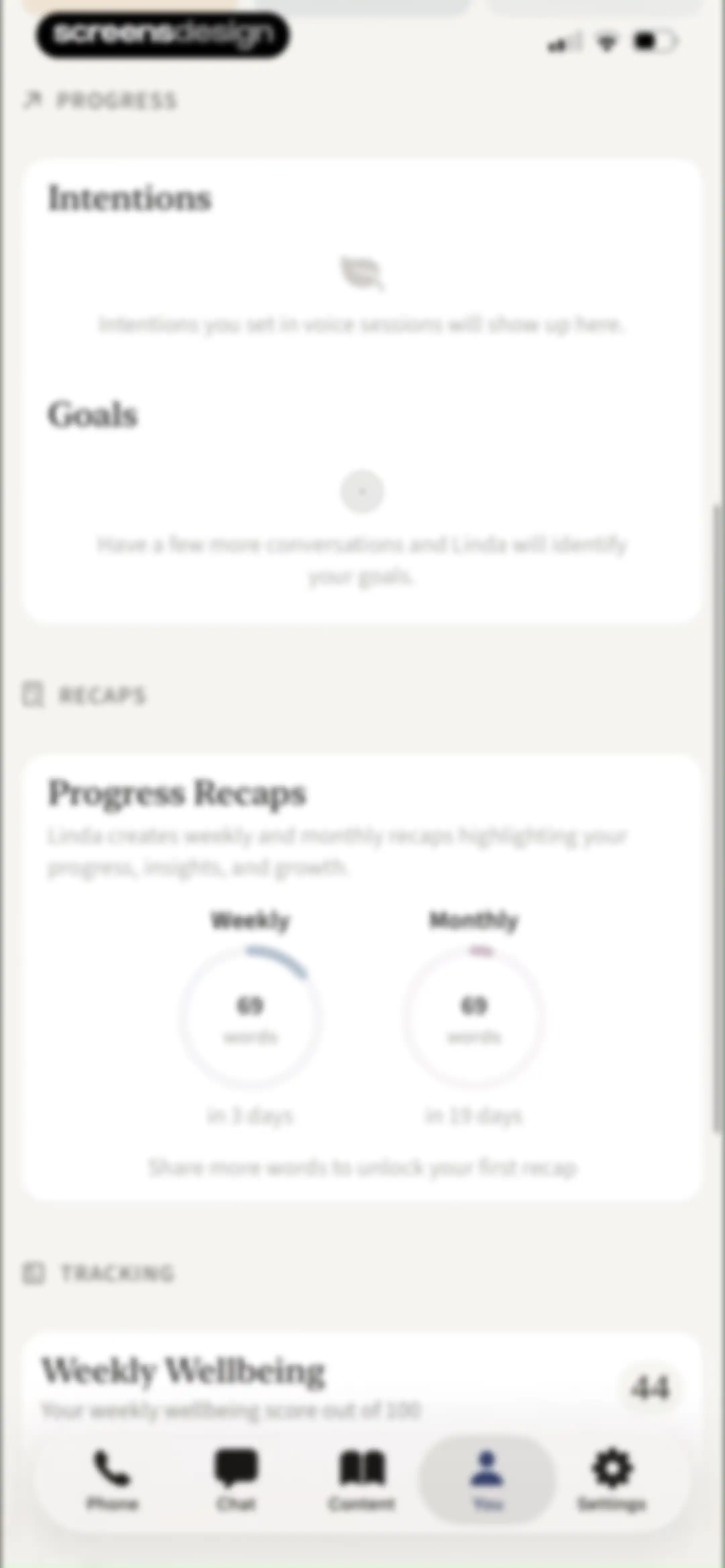 Sonia: AI for Mental Health screen 100