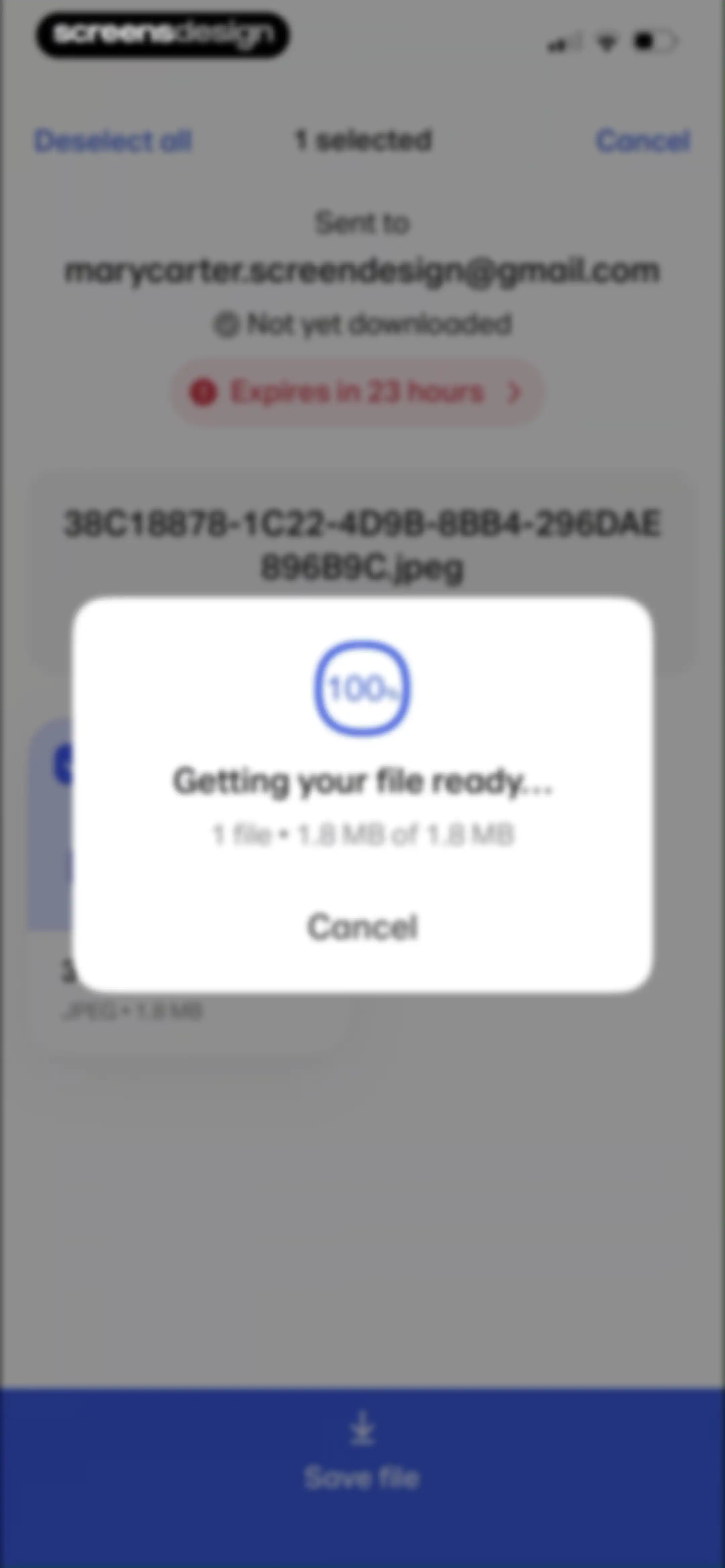 WeTransfer: Transfer Files screen 40