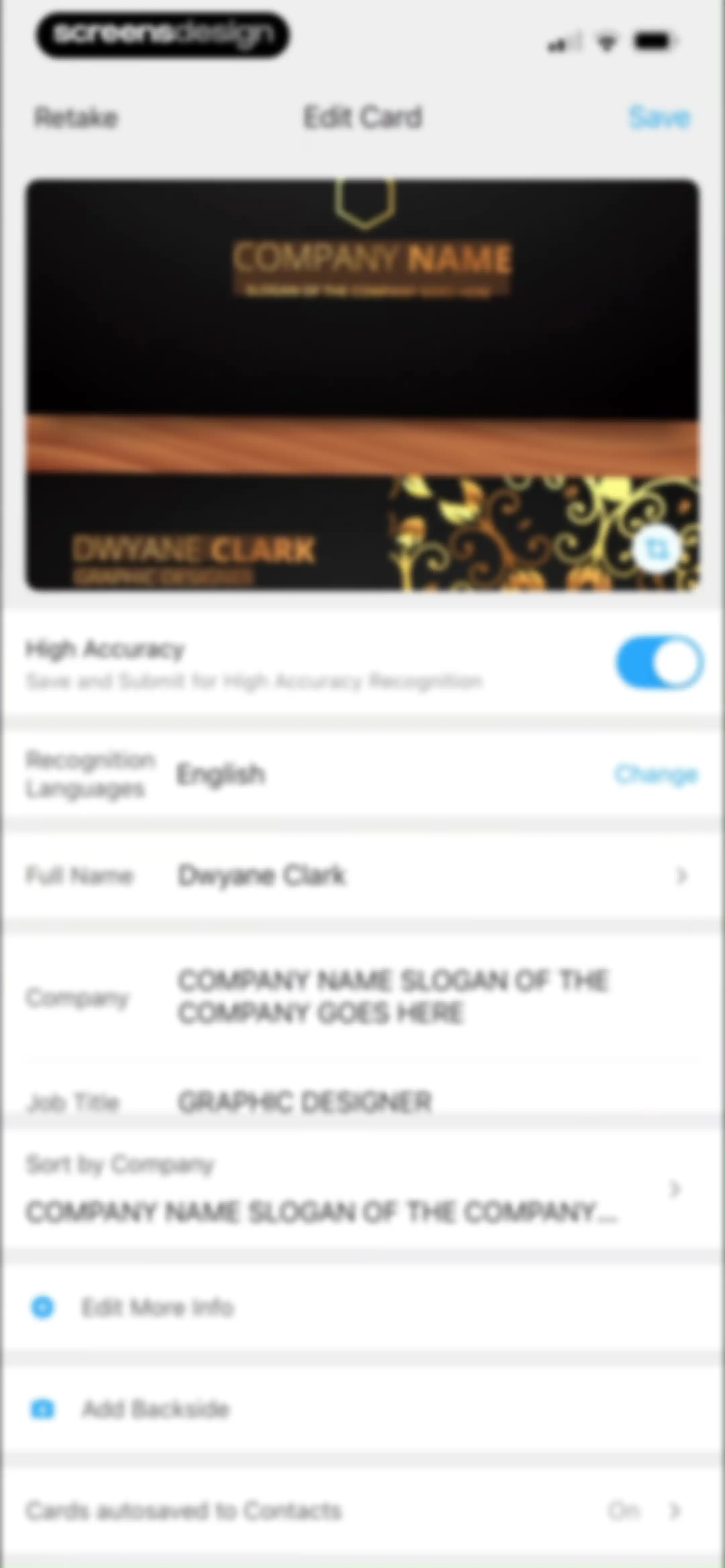 CamCard AI Business Assistant screen 133