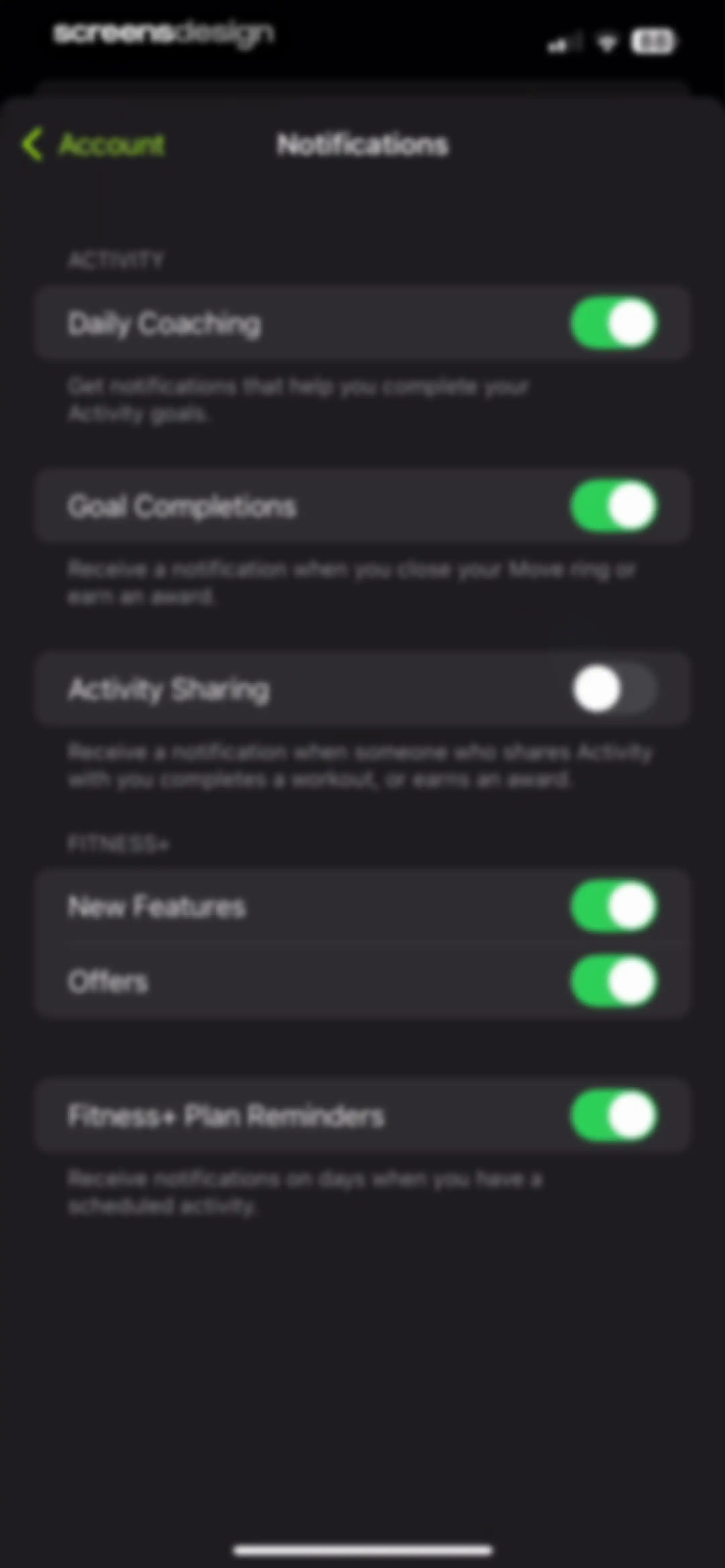 Apple Fitness screen 157