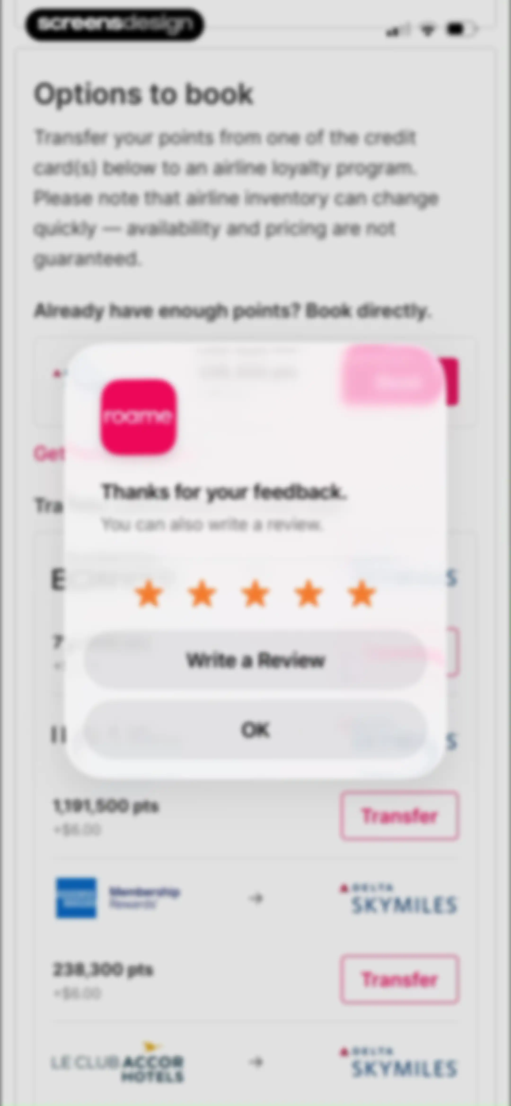 Roame - Award Travel screen 24